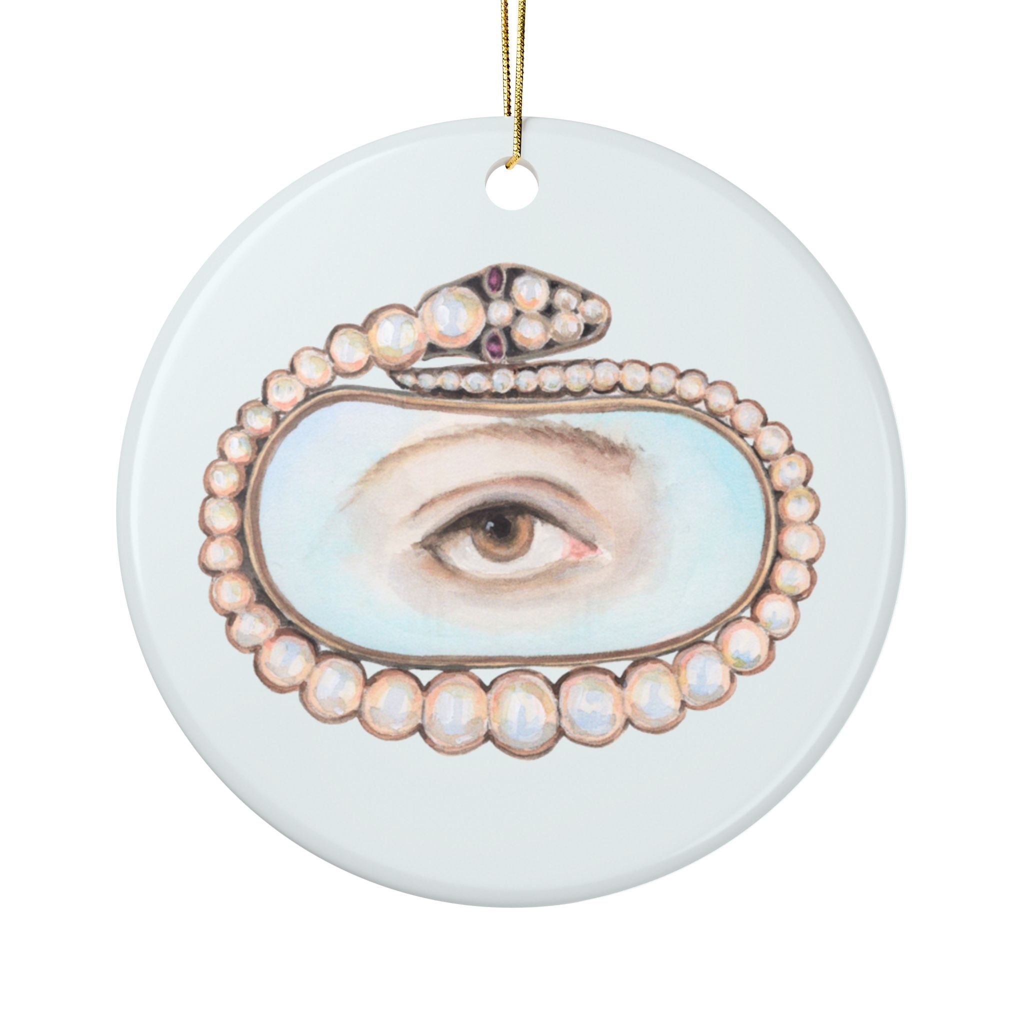No. 8 Lover's Eye Ceramic Christmas Ornament - Pale Blue
