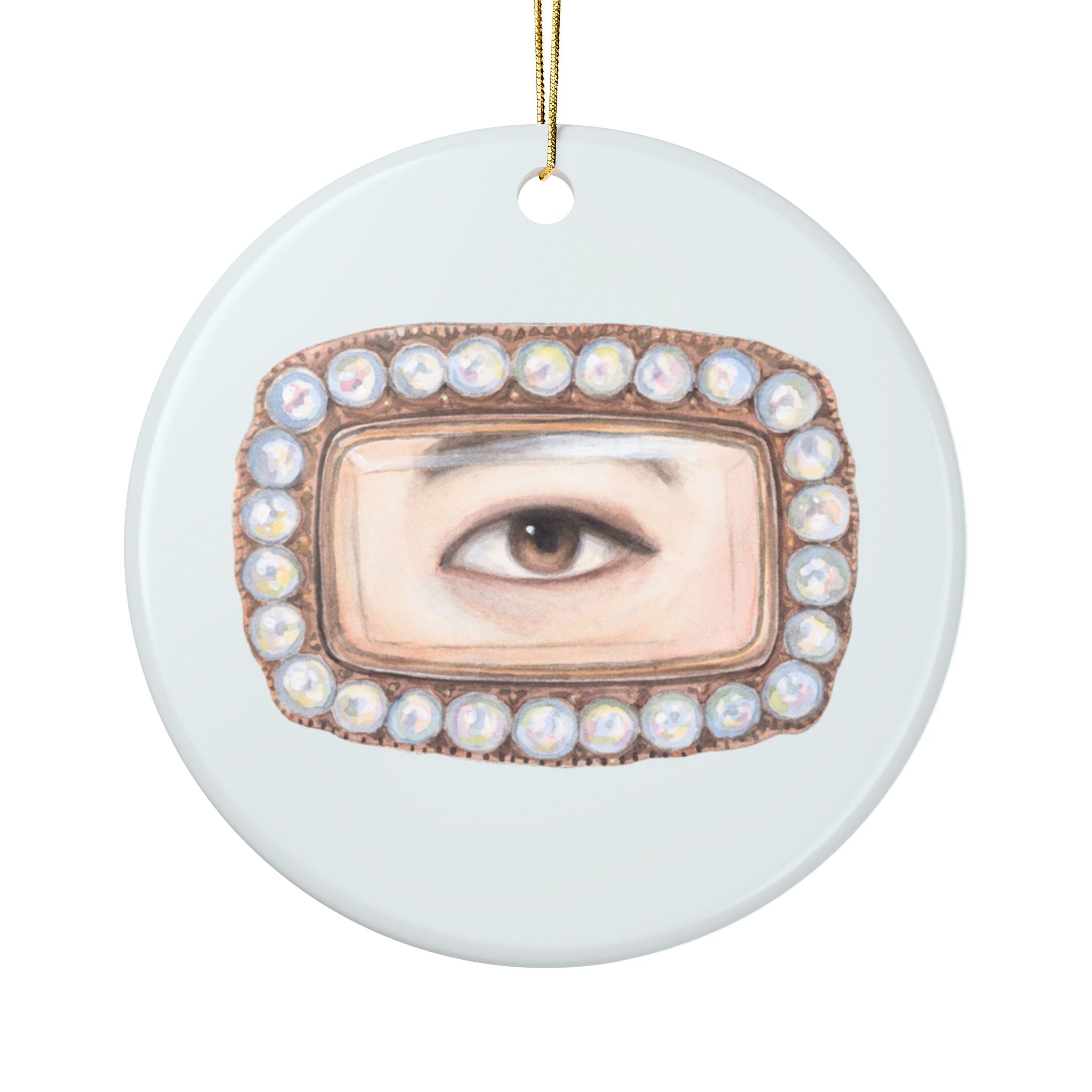 No. 9 Lover's Eye Ceramic Christmas Ornament - Pale Blue
