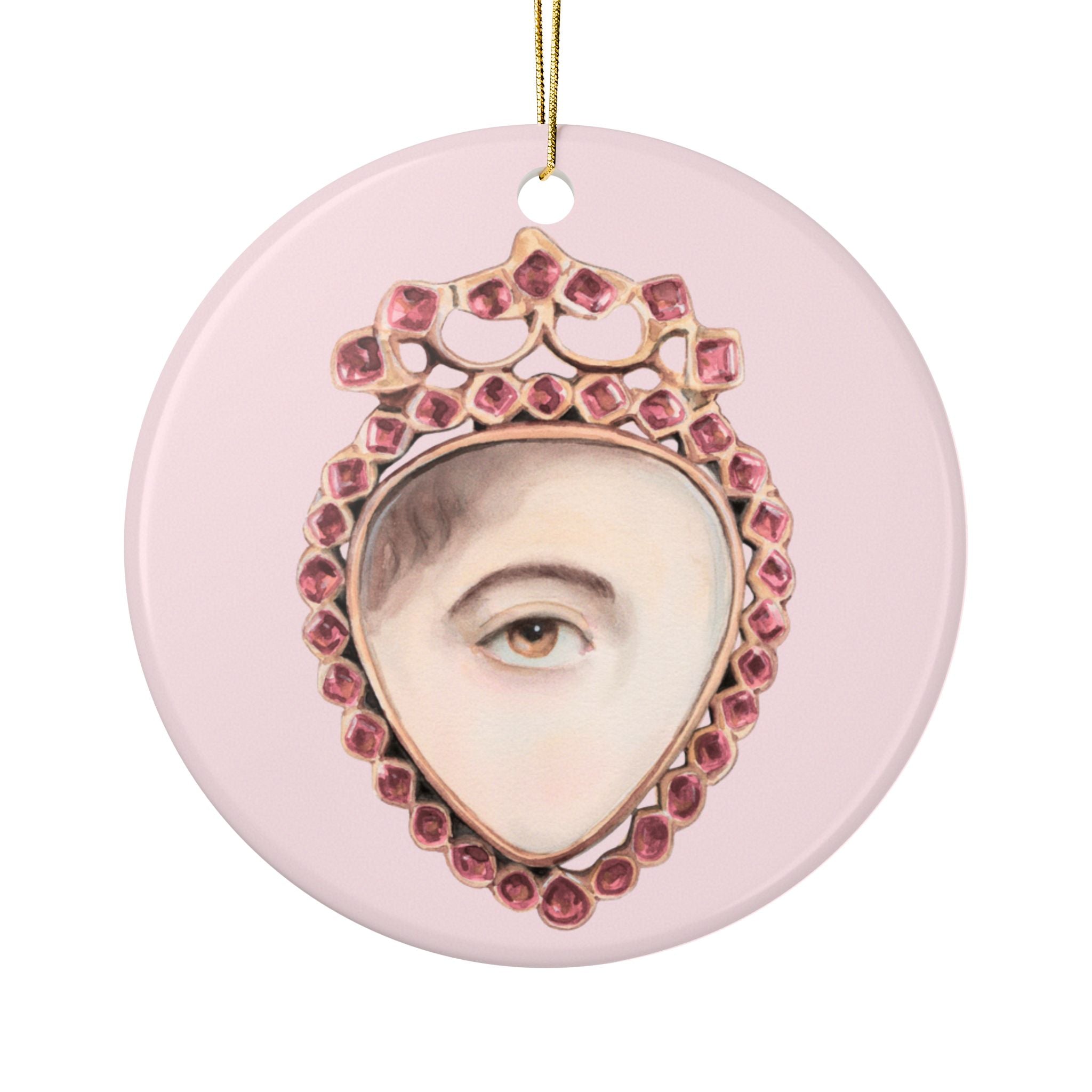 No. 20 Lover's Eye Ceramic Christmas Ornament - Pale Pink