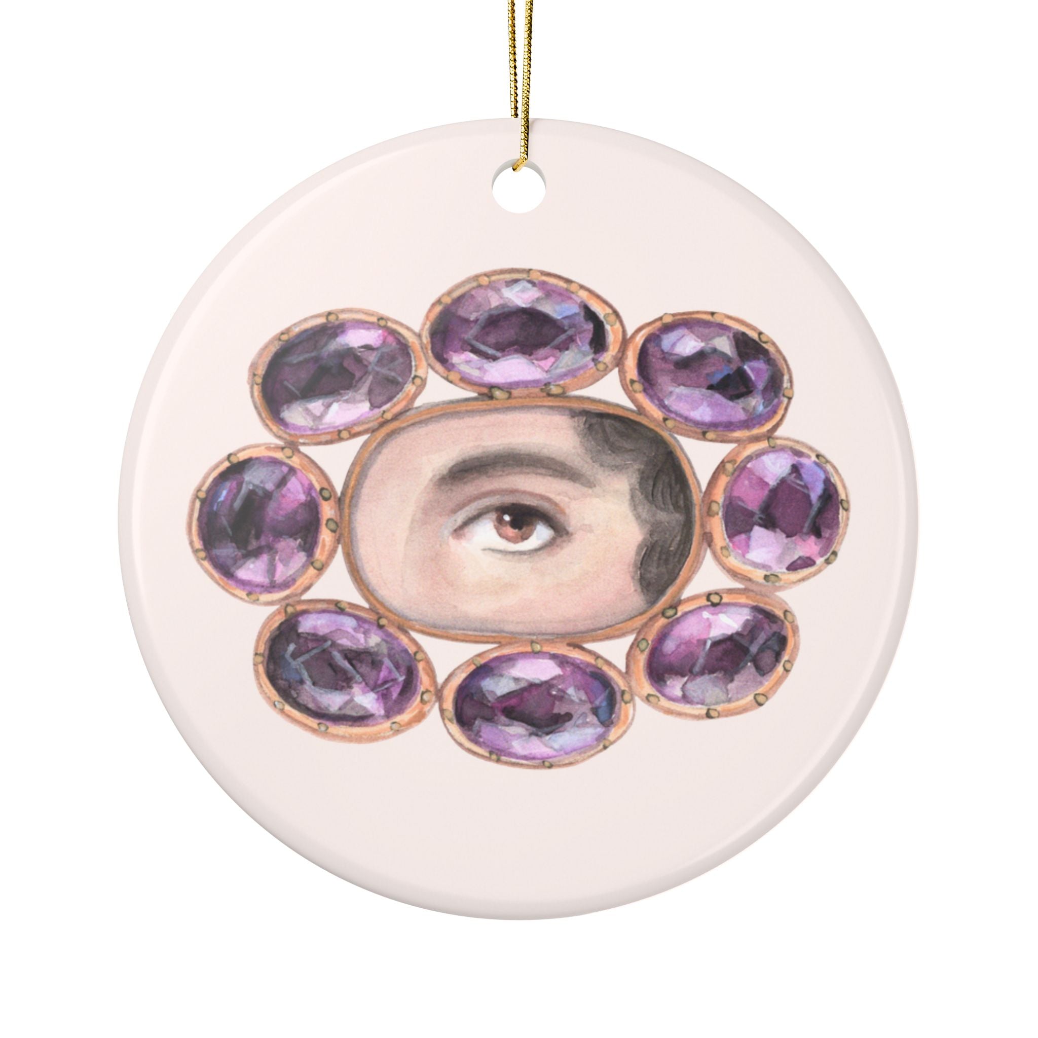 No. 4 Lover's Eye Ceramic Christmas Ornament - Pale Pink