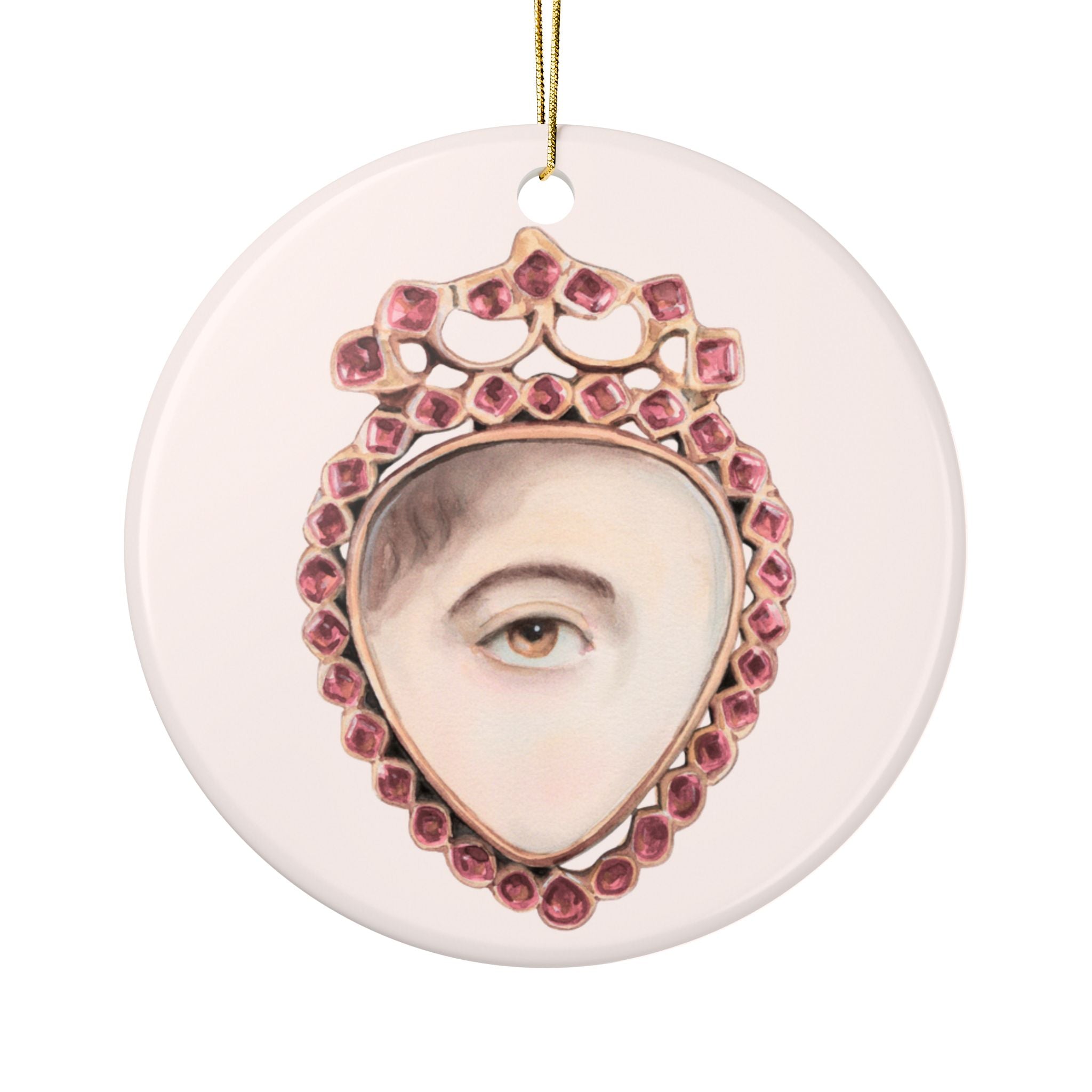 No. 20 Lover's Eye Ceramic Christmas Ornament - Pale Pink