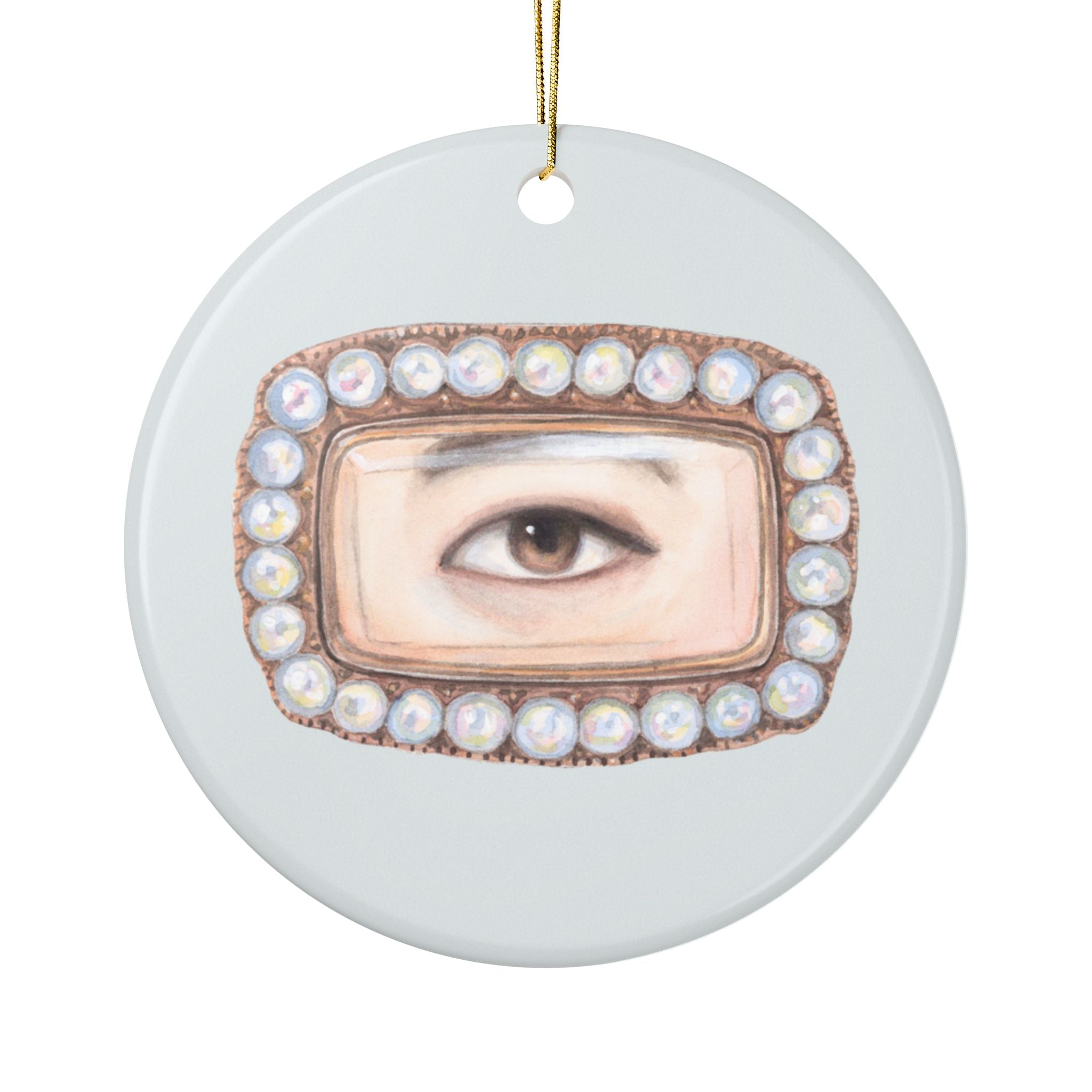 No. 9 Lover's Eye Ceramic Christmas Ornament - Pale Blue