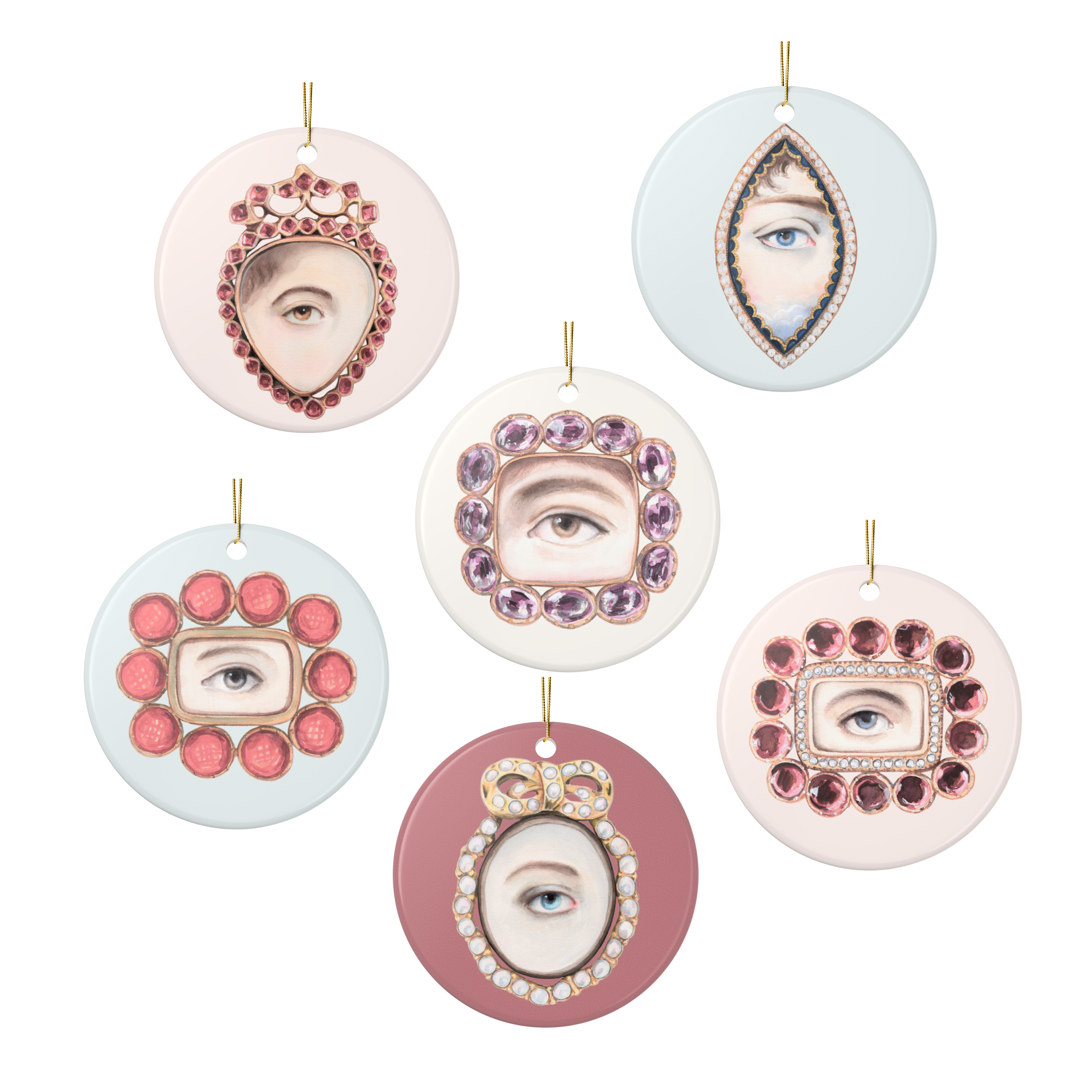 The Complete Set - 18 Lover's Eye Ceramic Christmas Ornaments