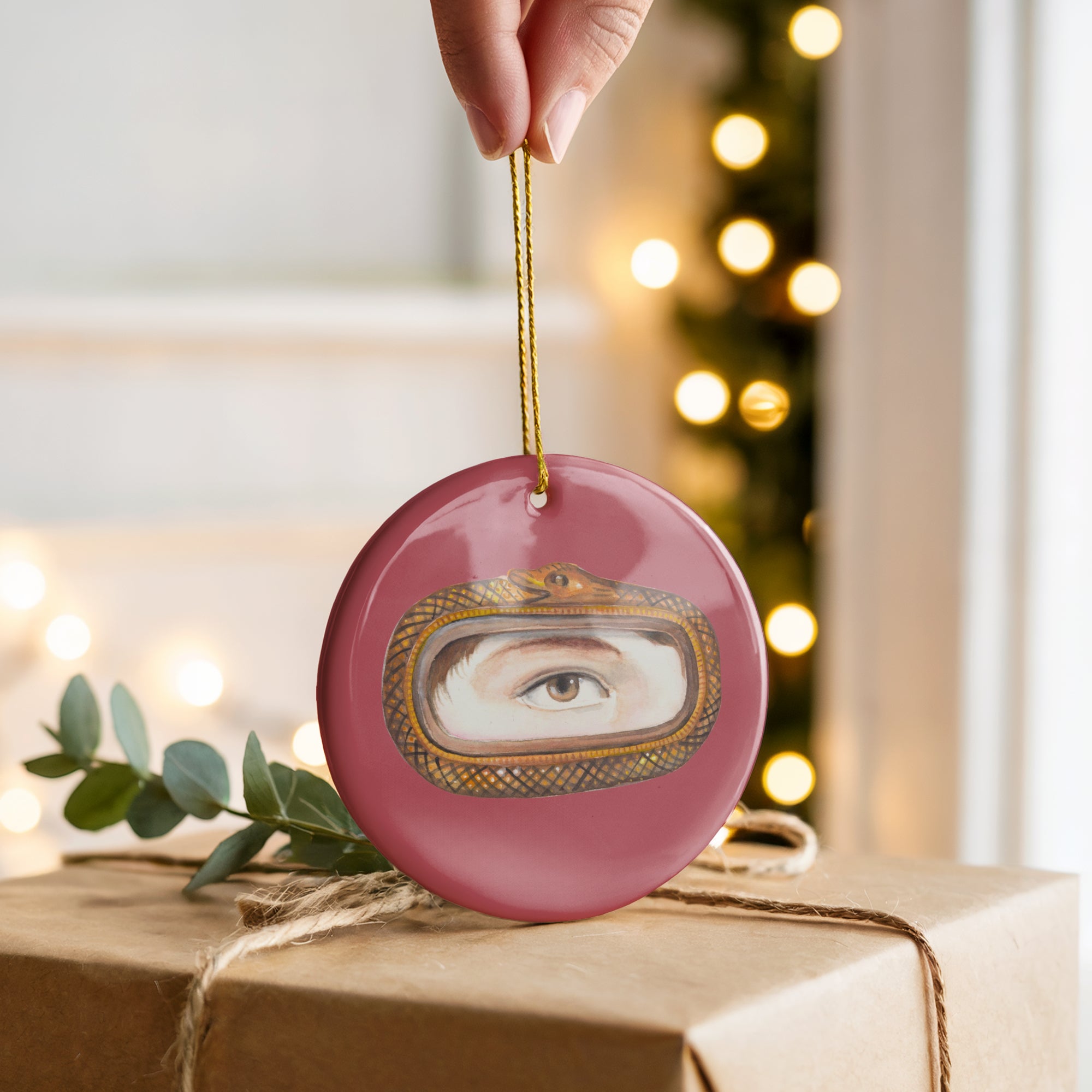 No. 14 Lover's Eye Ceramic Christmas Ornament - Pink