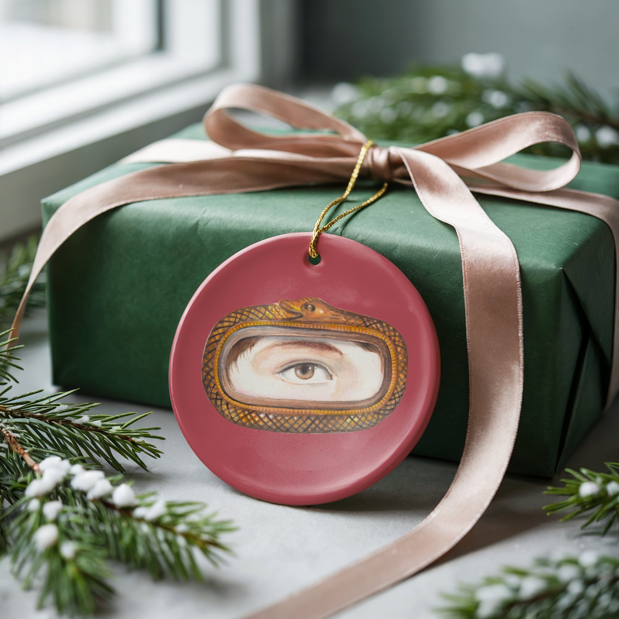 No. 14 Lover's Eye Ceramic Christmas Ornament - Pink