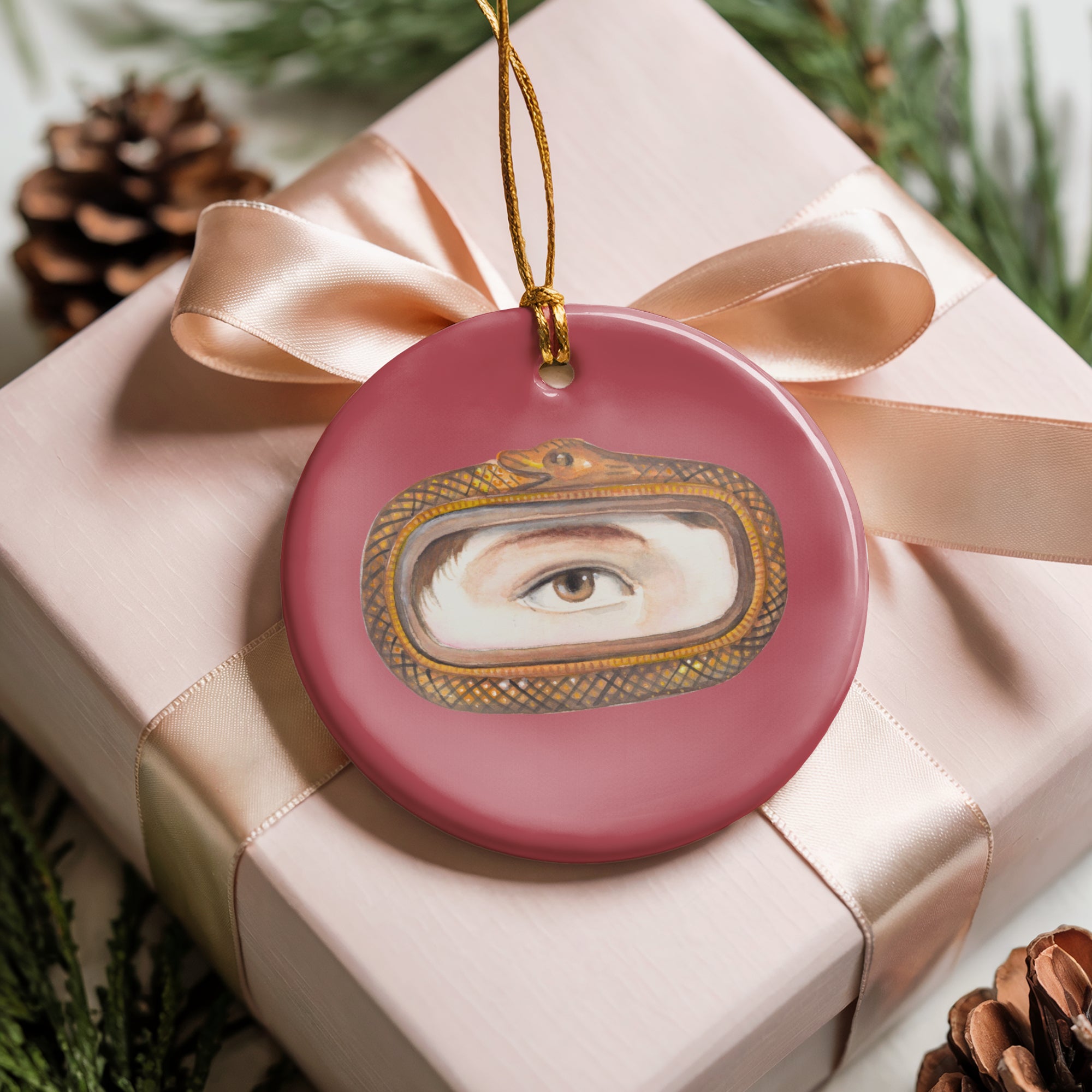 No. 14 Lover's Eye Ceramic Christmas Ornament - Pink