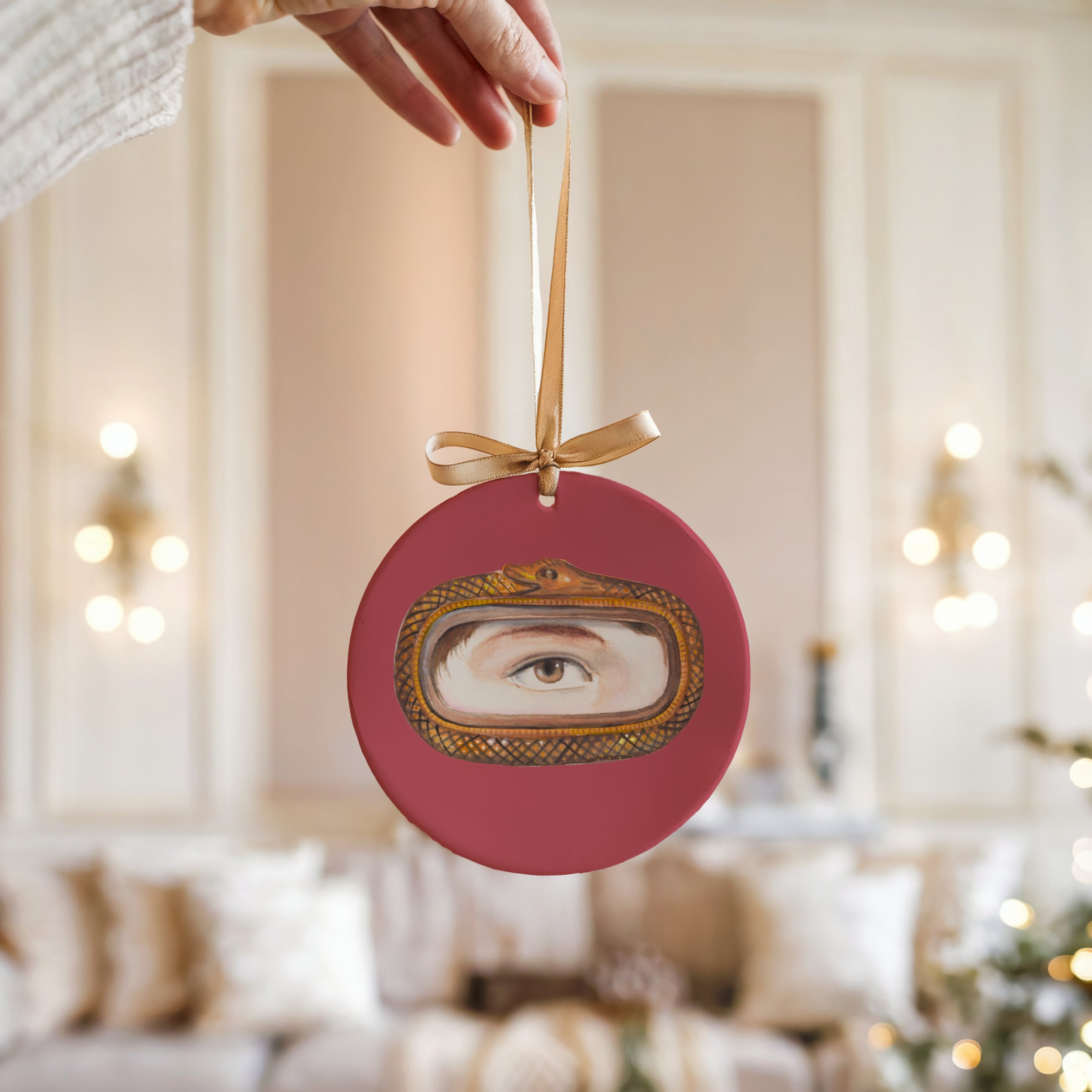 No. 14 Lover's Eye Ceramic Christmas Ornament - Pink