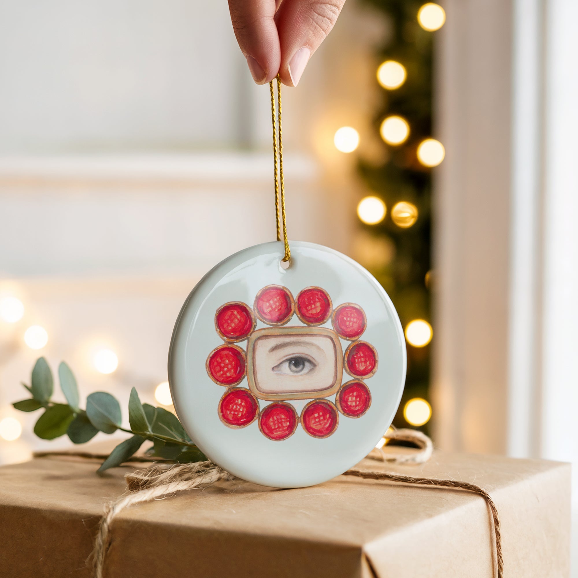 No. 3 Lover's Eye Ceramic Christmas Ornament - Pale Blue
