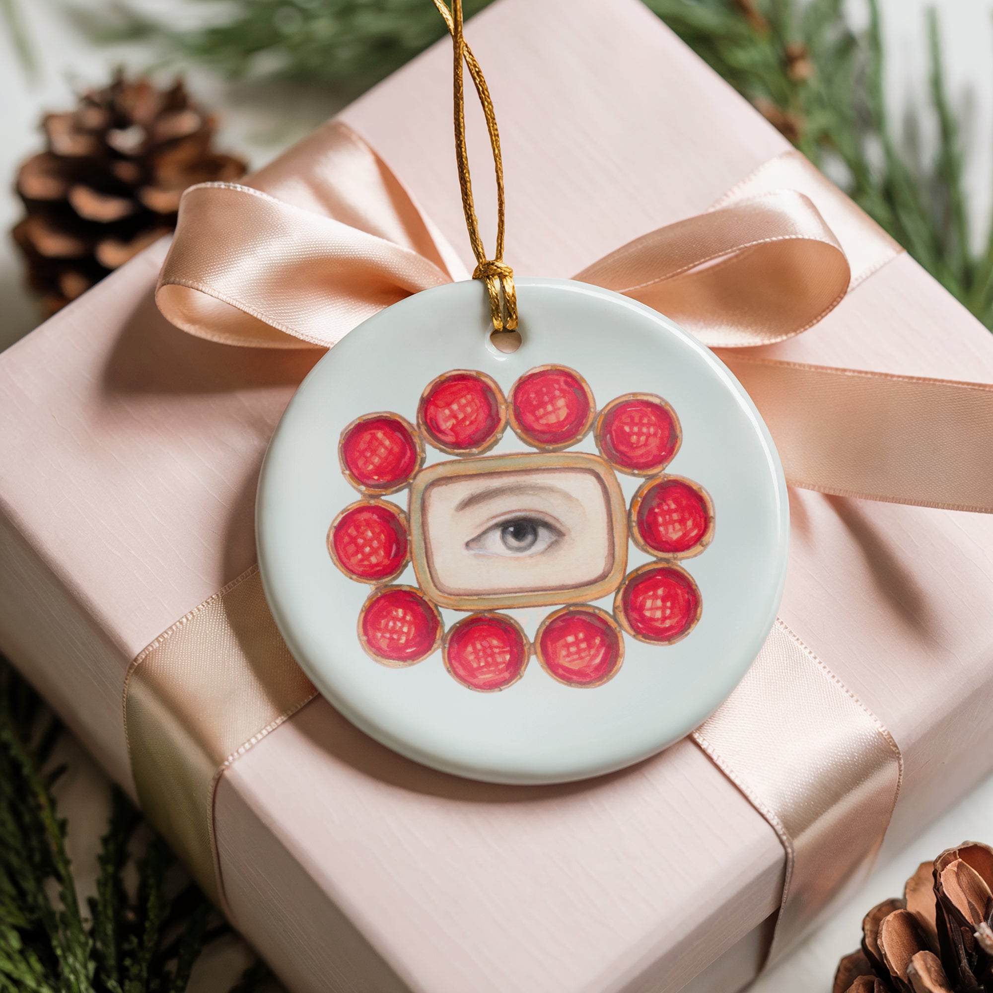 No. 3 Lover's Eye Ceramic Christmas Ornament - Pale Blue