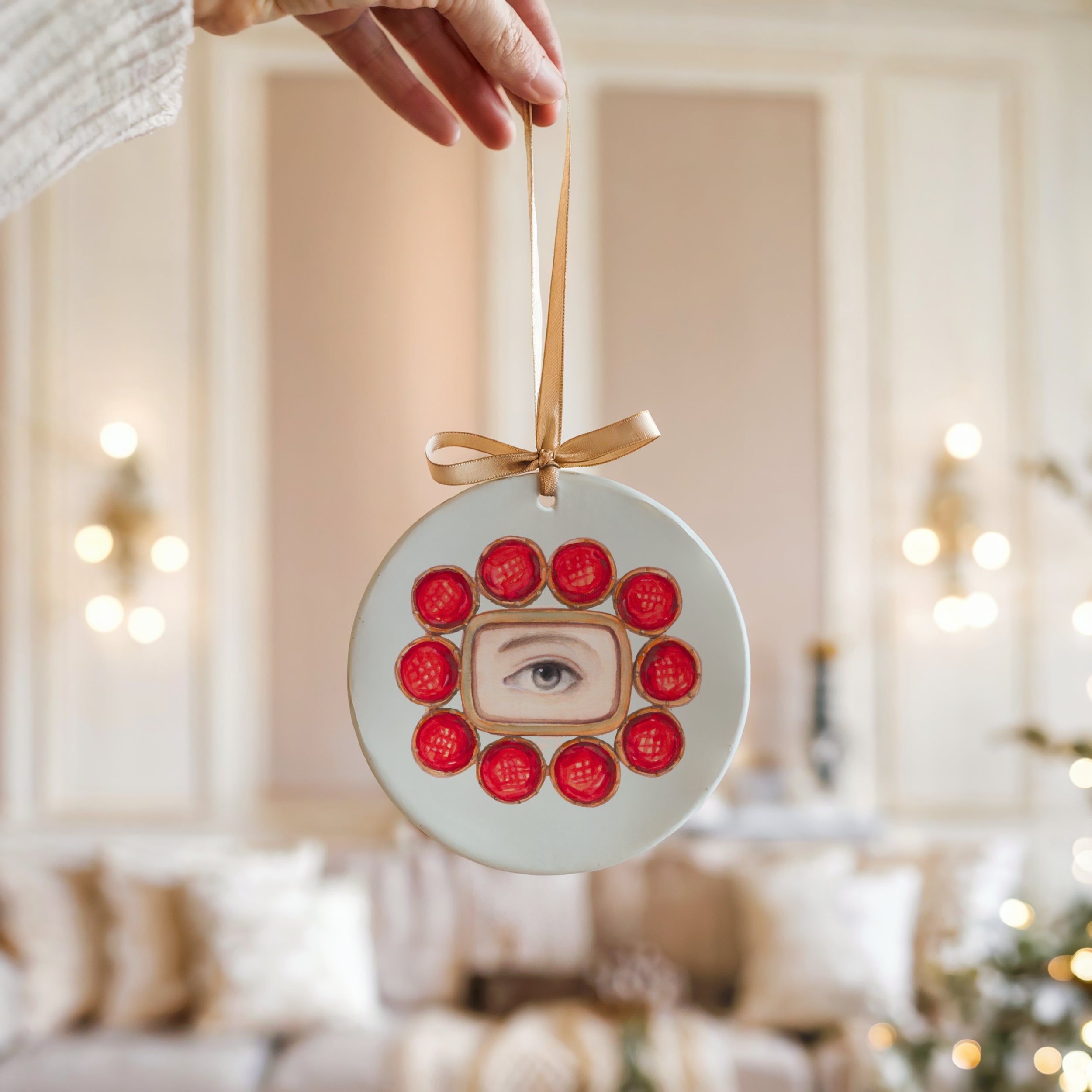 No. 3 Lover's Eye Ceramic Christmas Ornament - Pale Blue