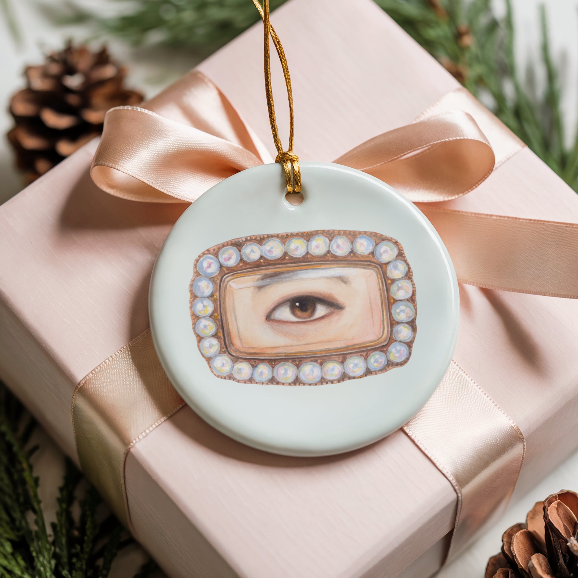 No. 9 Lover's Eye Ceramic Christmas Ornament - Pale Blue
