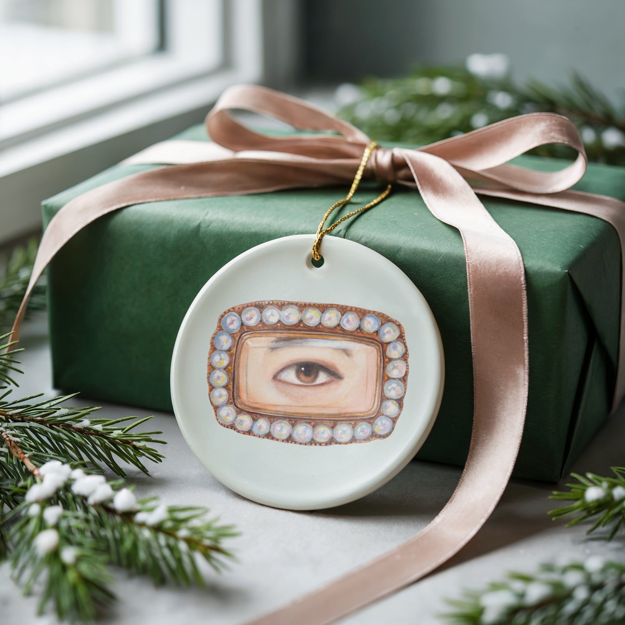 No. 9 Lover's Eye Ceramic Christmas Ornament - Pale Blue