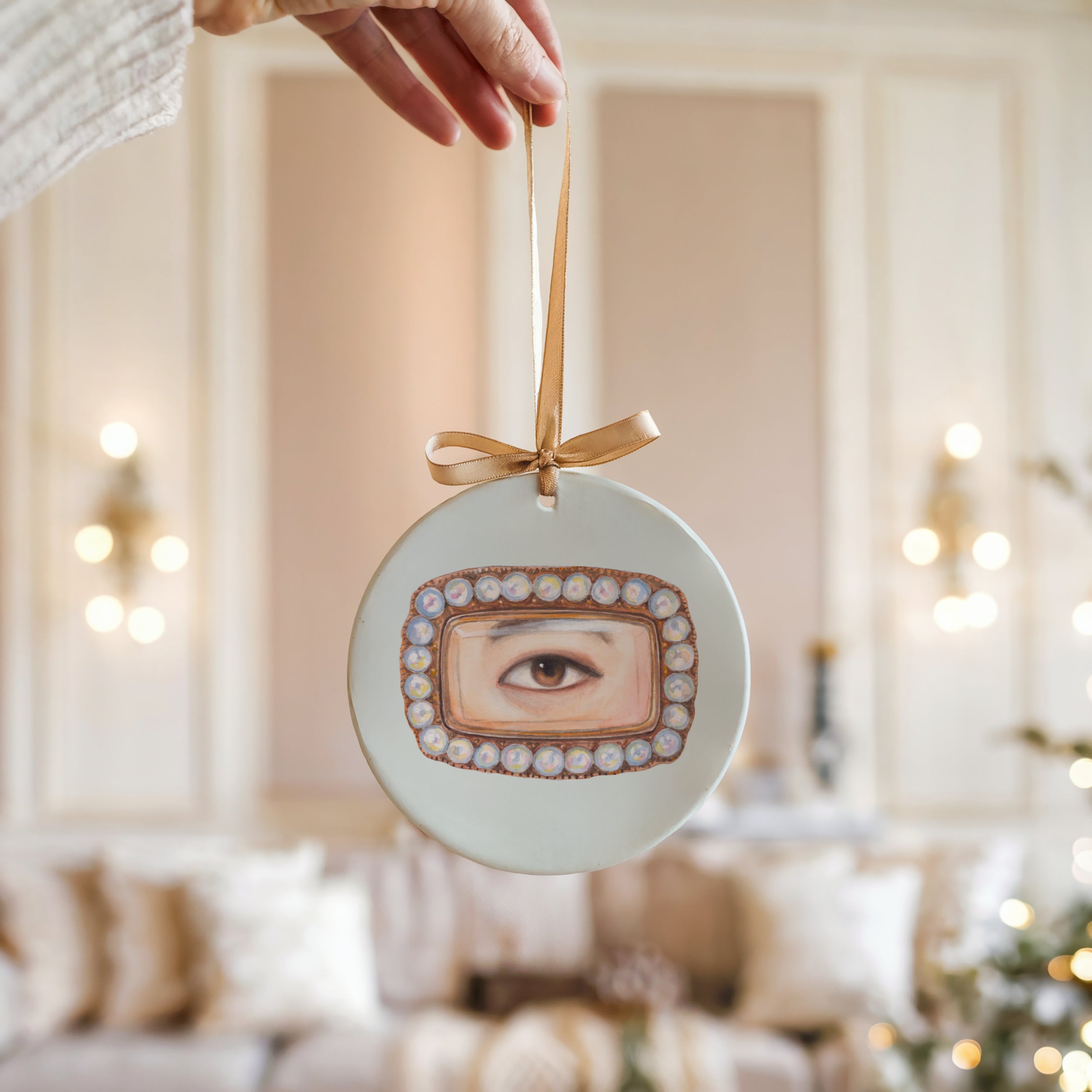 No. 9 Lover's Eye Ceramic Christmas Ornament - Pale Blue
