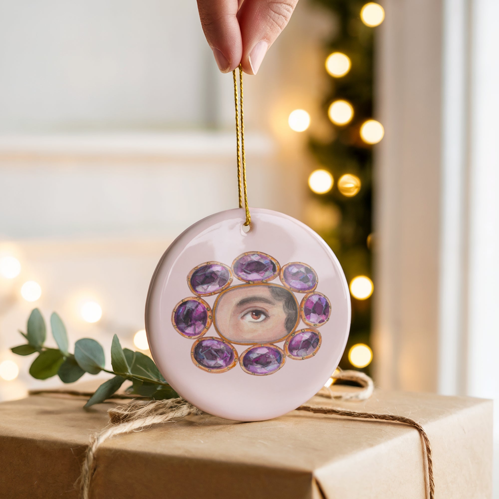 No. 4 Lover's Eye Ceramic Christmas Ornament - Pale Pink