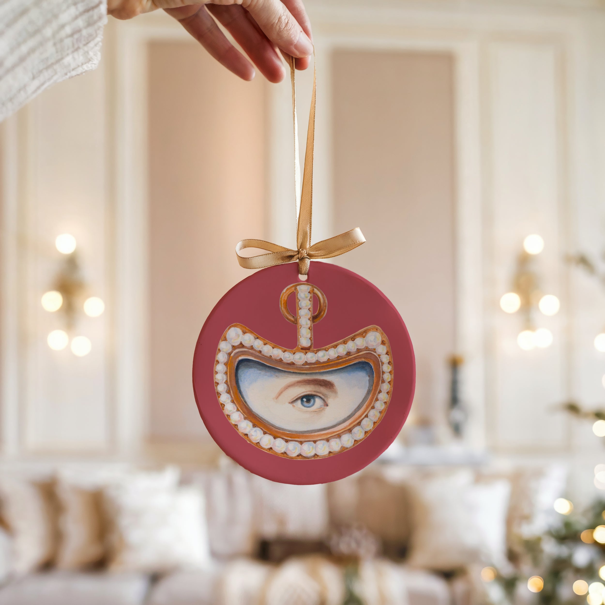 No. 13 Lover's Eye Ceramic Christmas Ornament - Pink