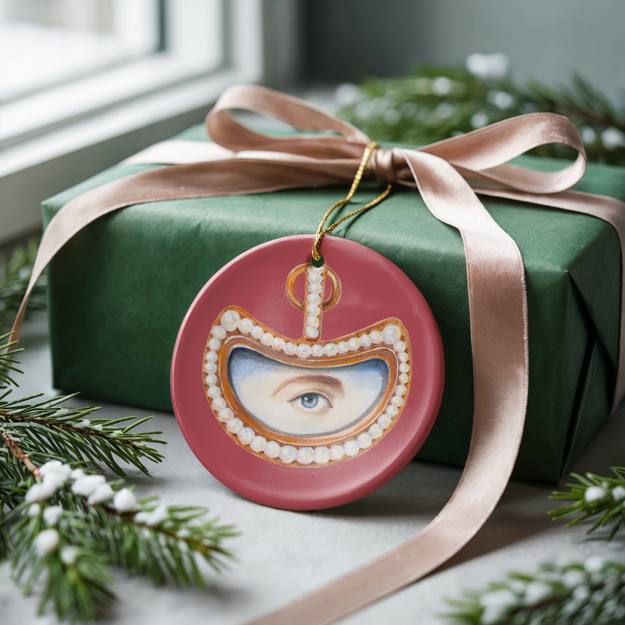 No. 13 Lover's Eye Ceramic Christmas Ornament - Pink