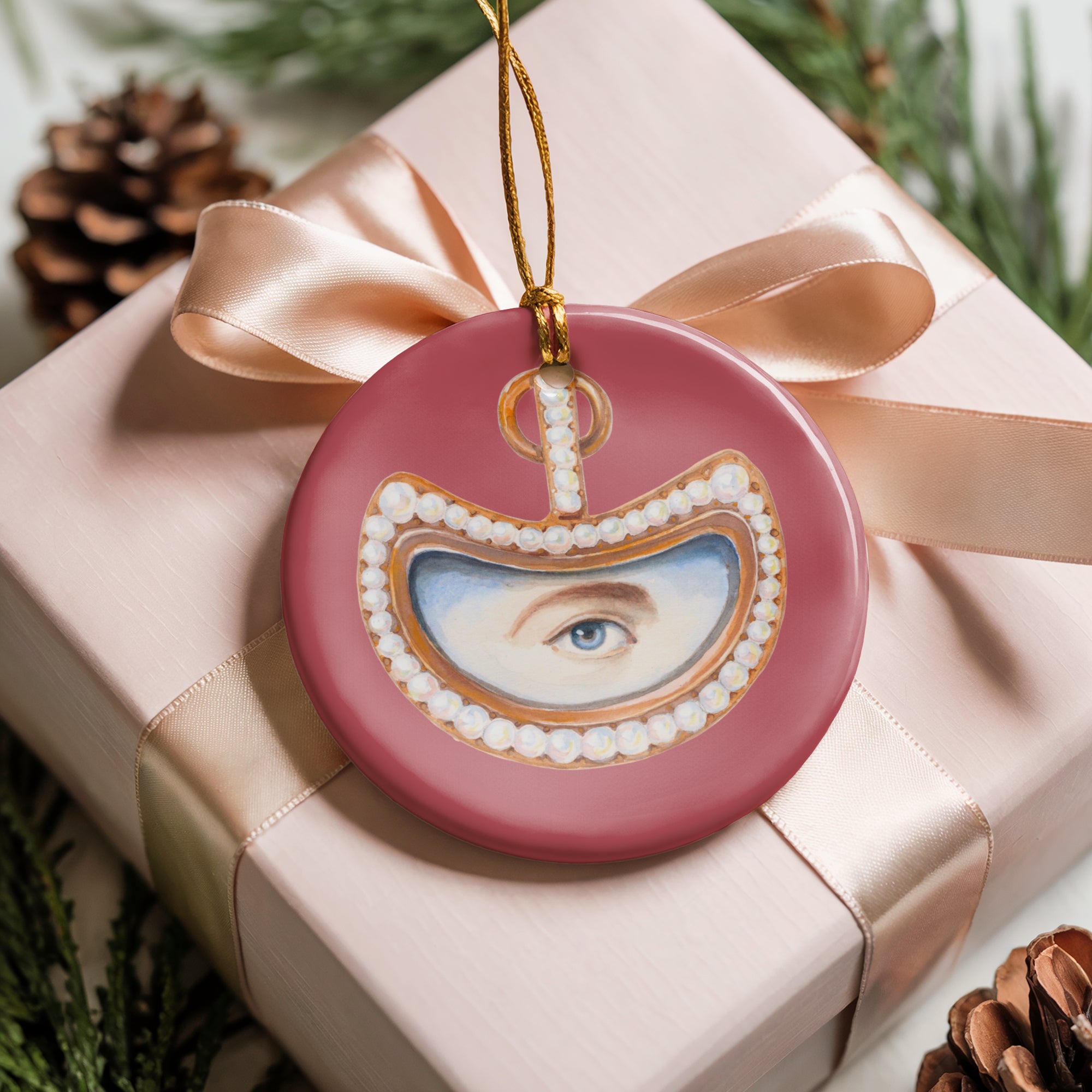 No. 13 Lover's Eye Ceramic Christmas Ornament - Pink