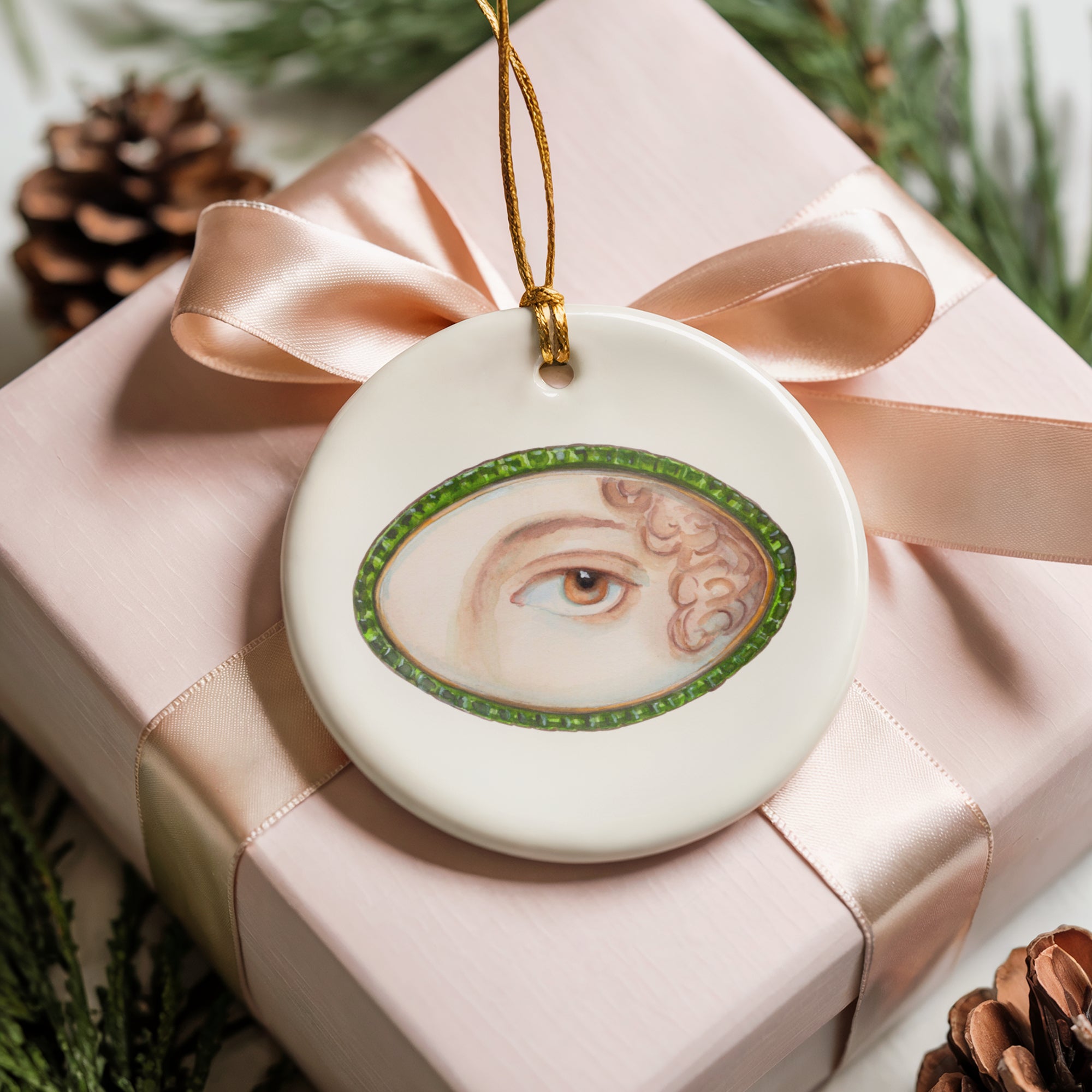 No. 12 Lover's Eye Ceramic Christmas Ornament - Cream