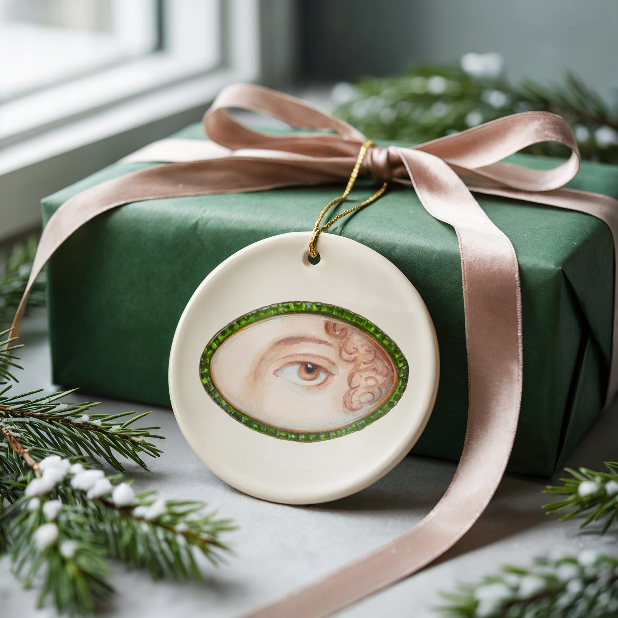 No. 12 Lover's Eye Ceramic Christmas Ornament - Cream