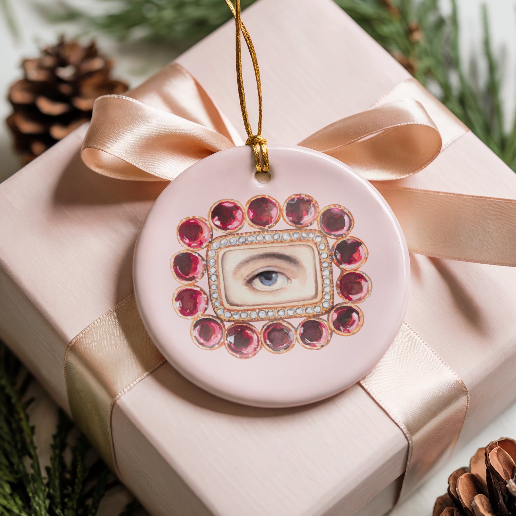 No. 1 Lover's Eye Ceramic Christmas Ornament - Pale Pink