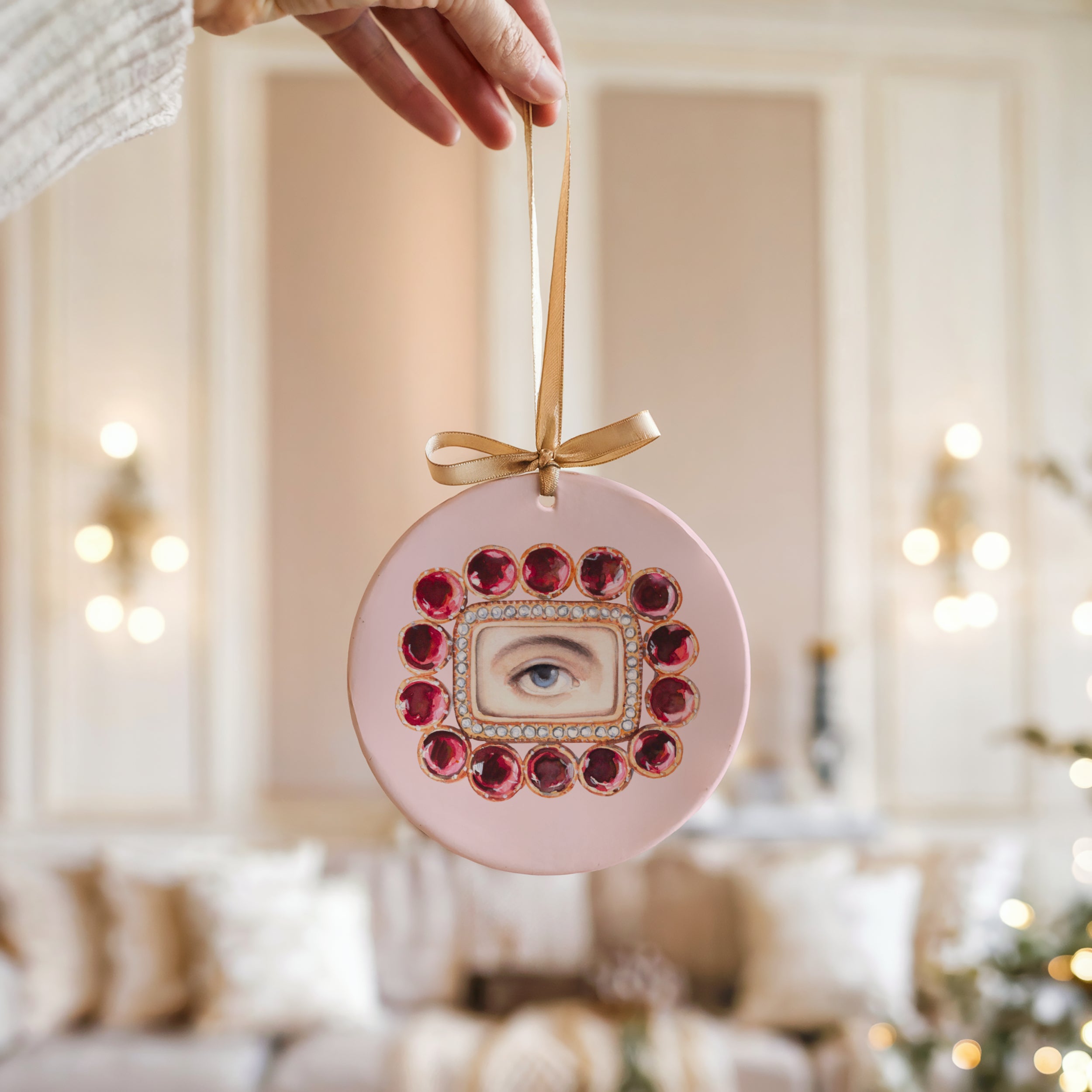 No. 1 Lover's Eye Ceramic Christmas Ornament - Pale Pink