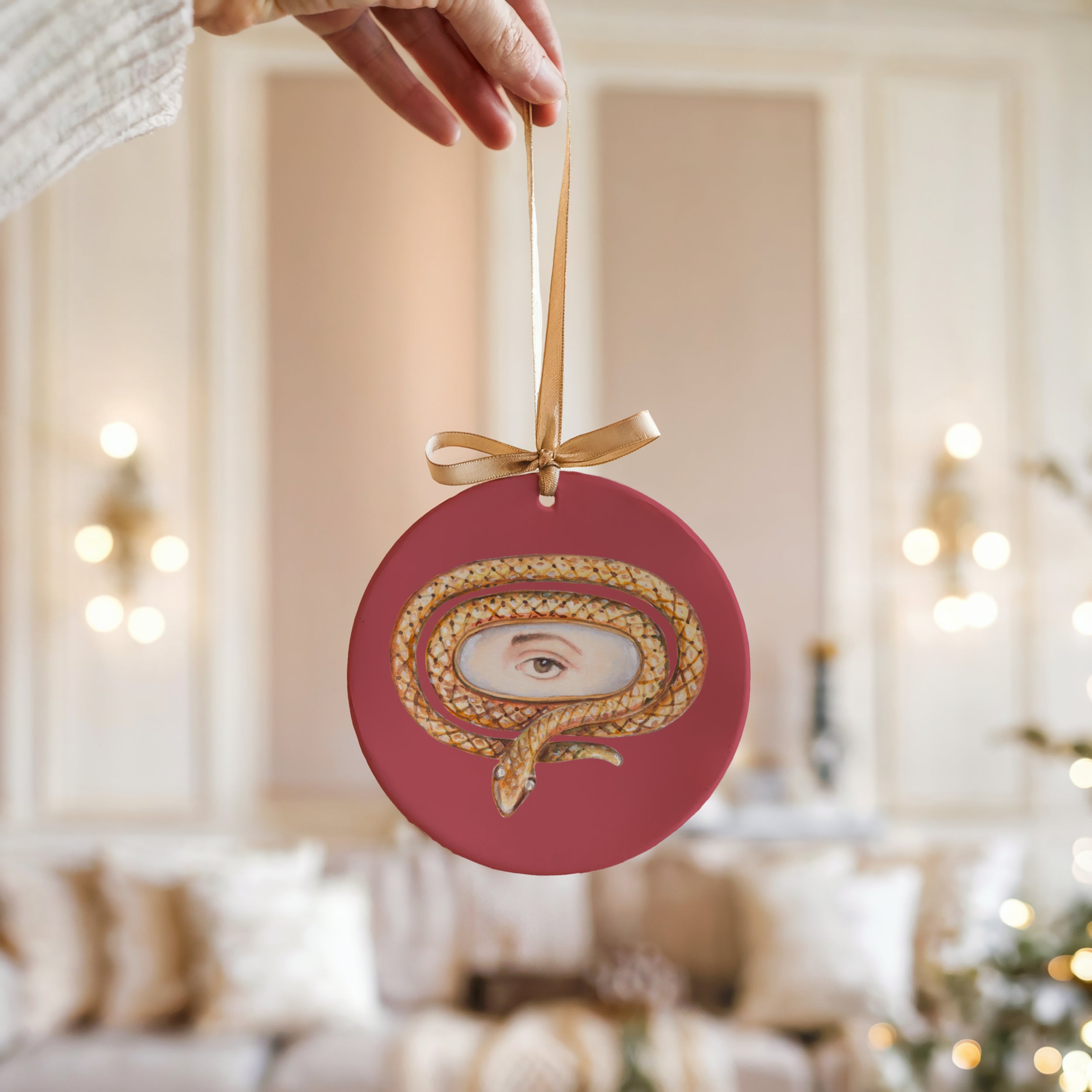 No. 7 Lover's Eye Ceramic Christmas Ornament - Pink