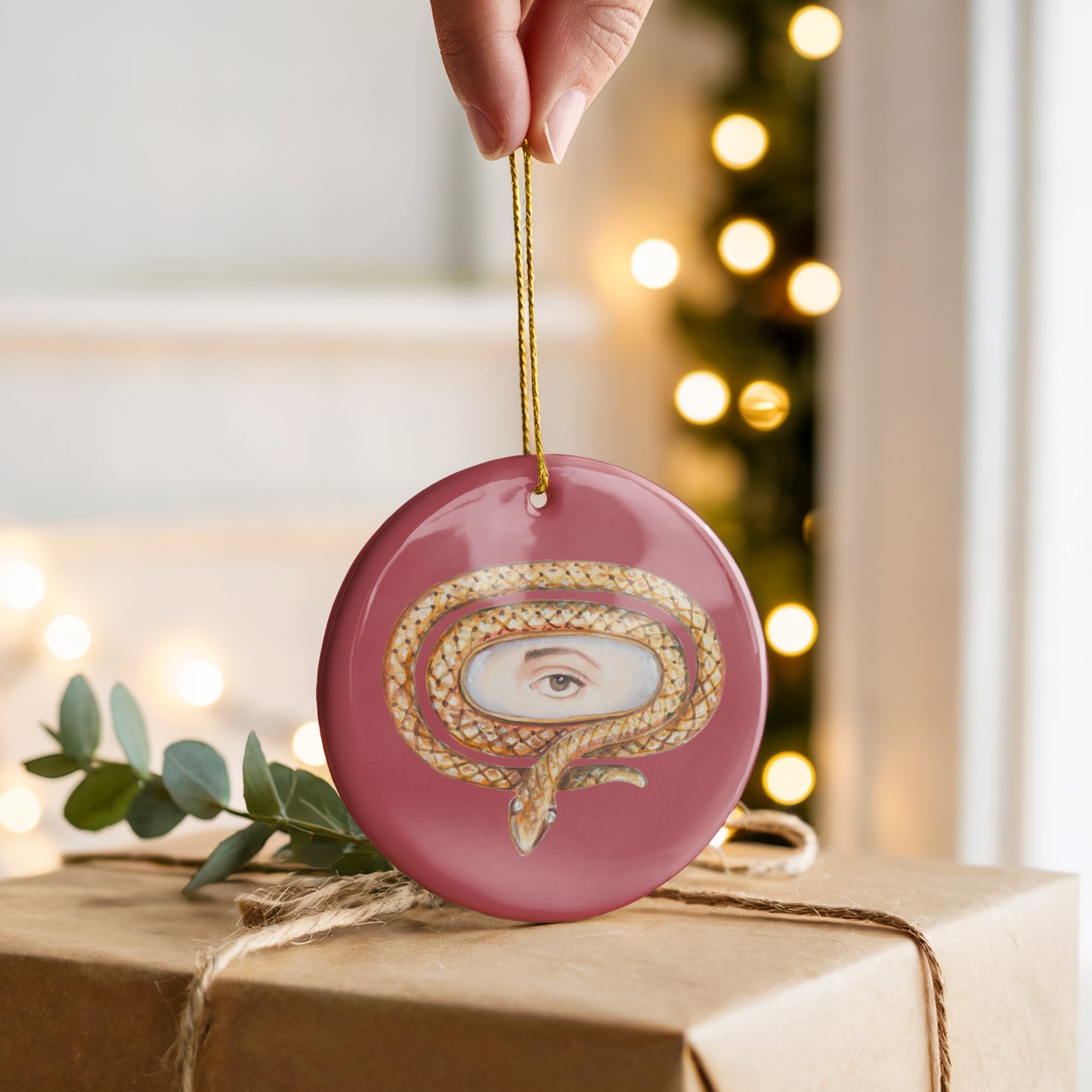 No. 7 Lover's Eye Ceramic Christmas Ornament - Pink