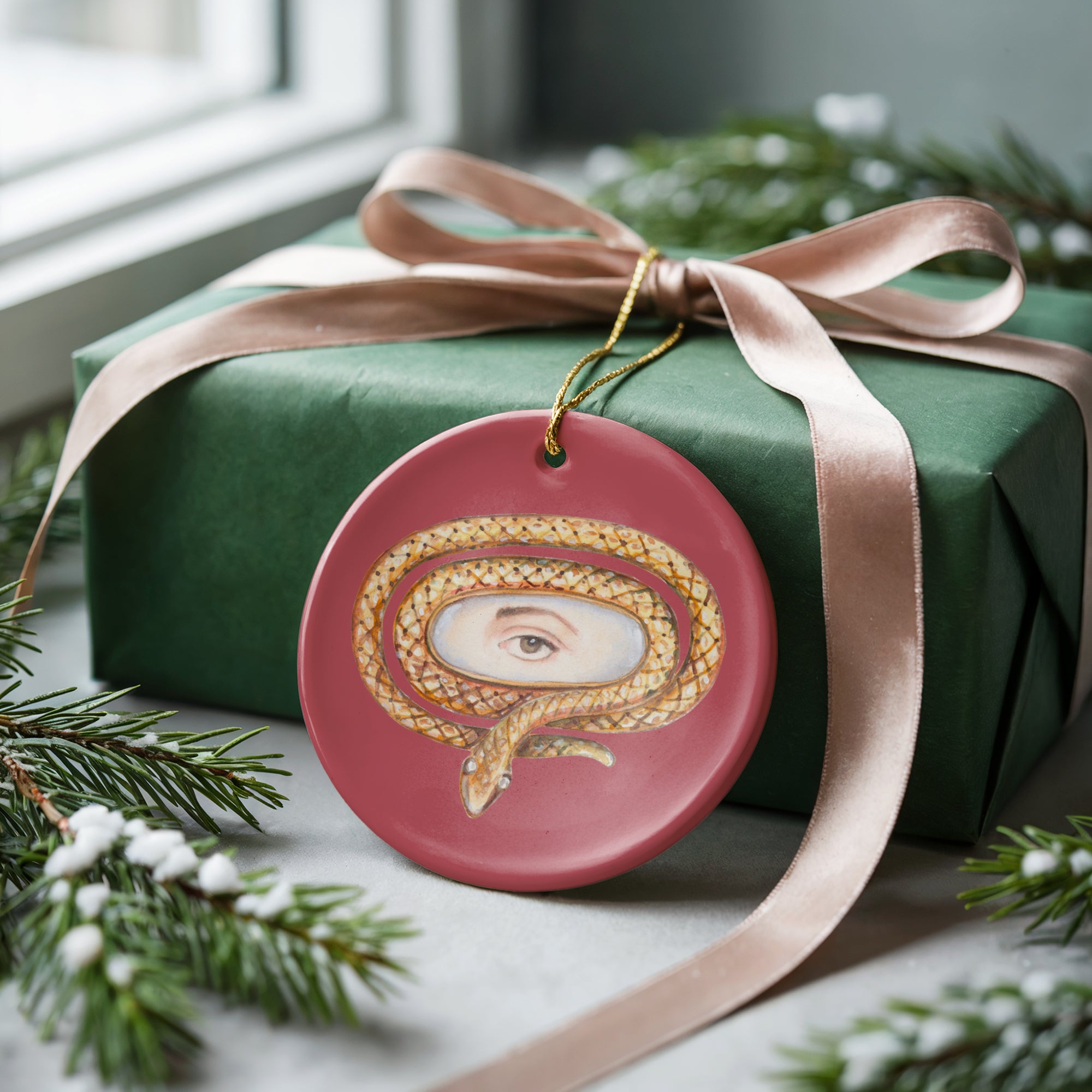 No. 7 Lover's Eye Ceramic Christmas Ornament - Pink