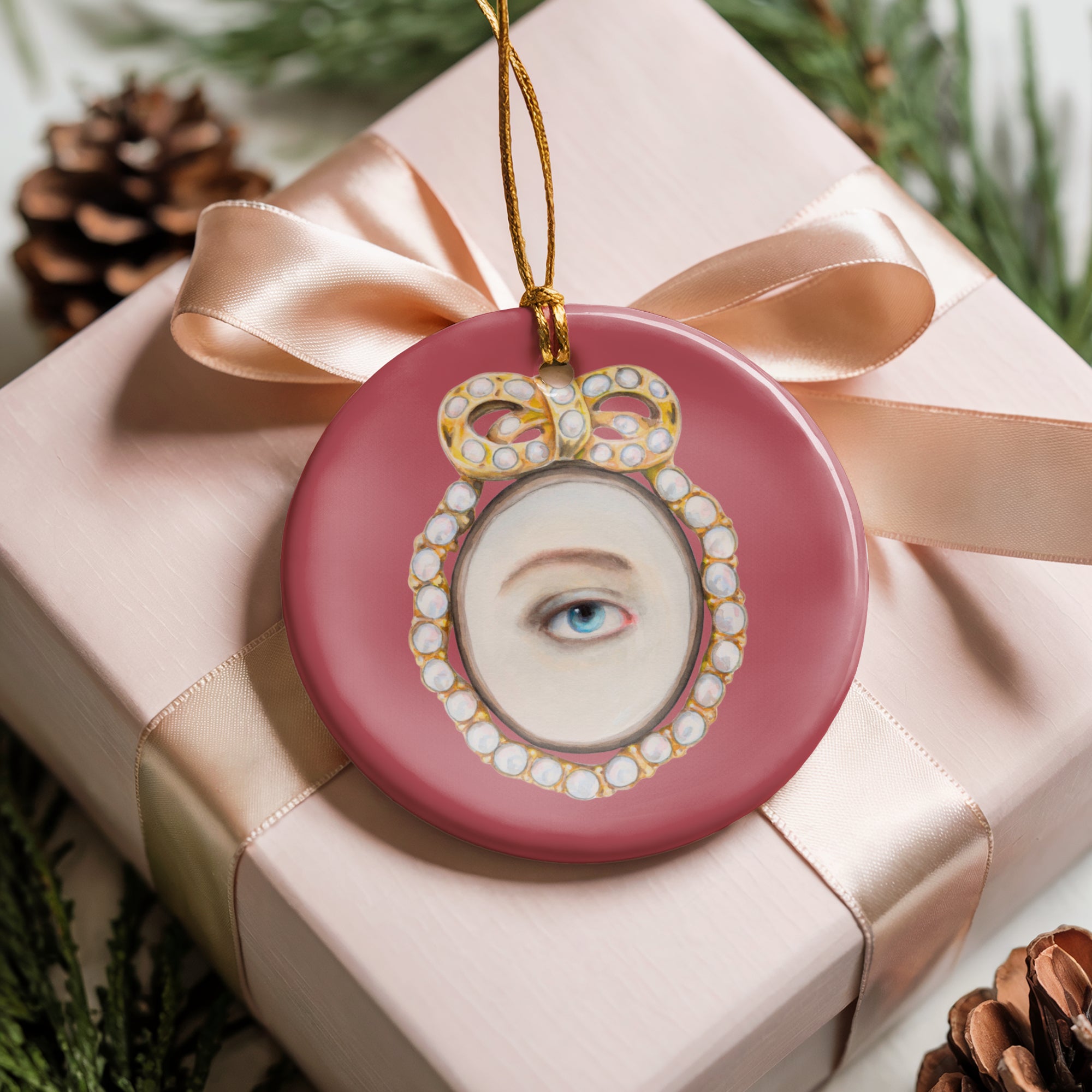 No. 19 Lover's Eye Ceramic Christmas Ornament - Pink