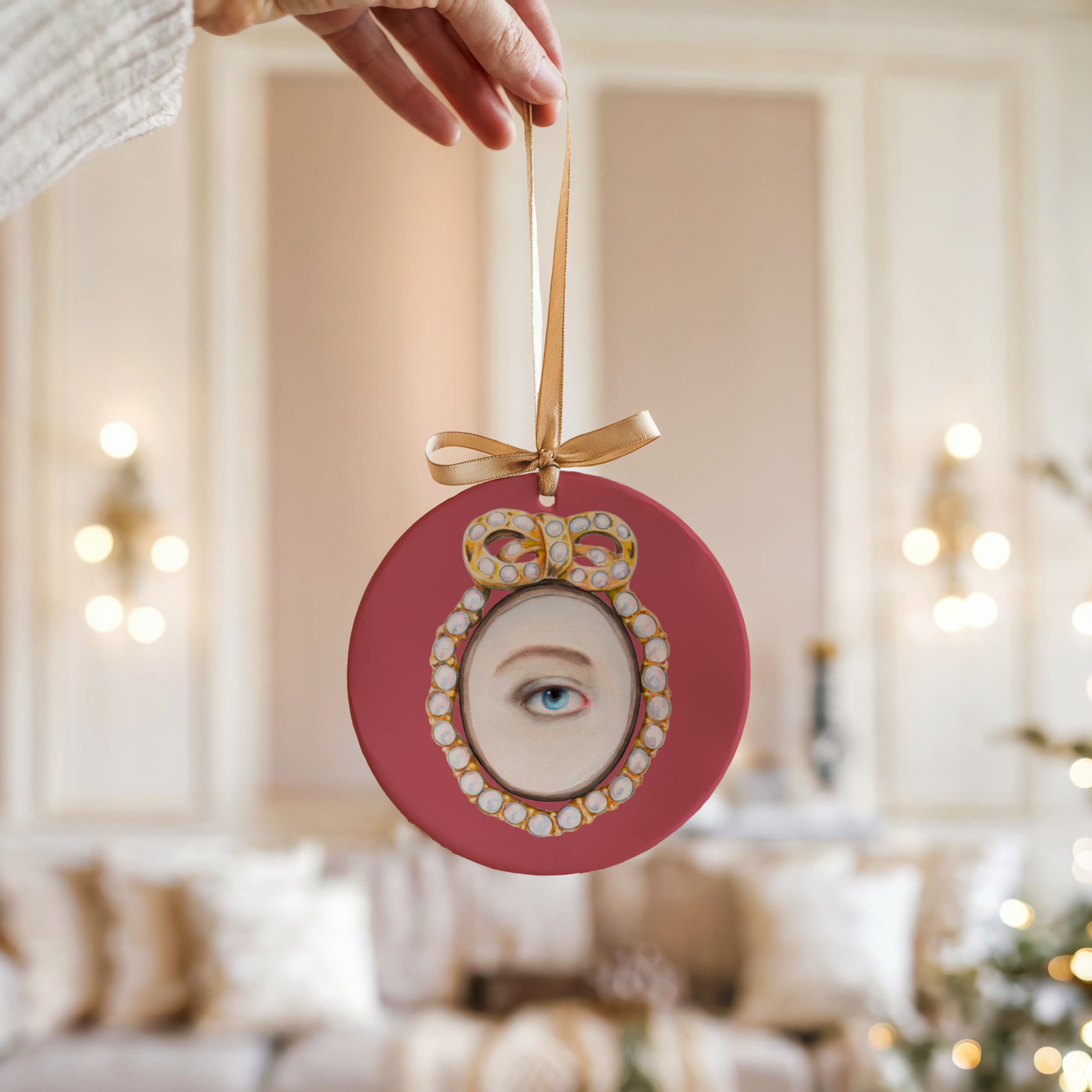 No. 19 Lover's Eye Ceramic Christmas Ornament - Pink