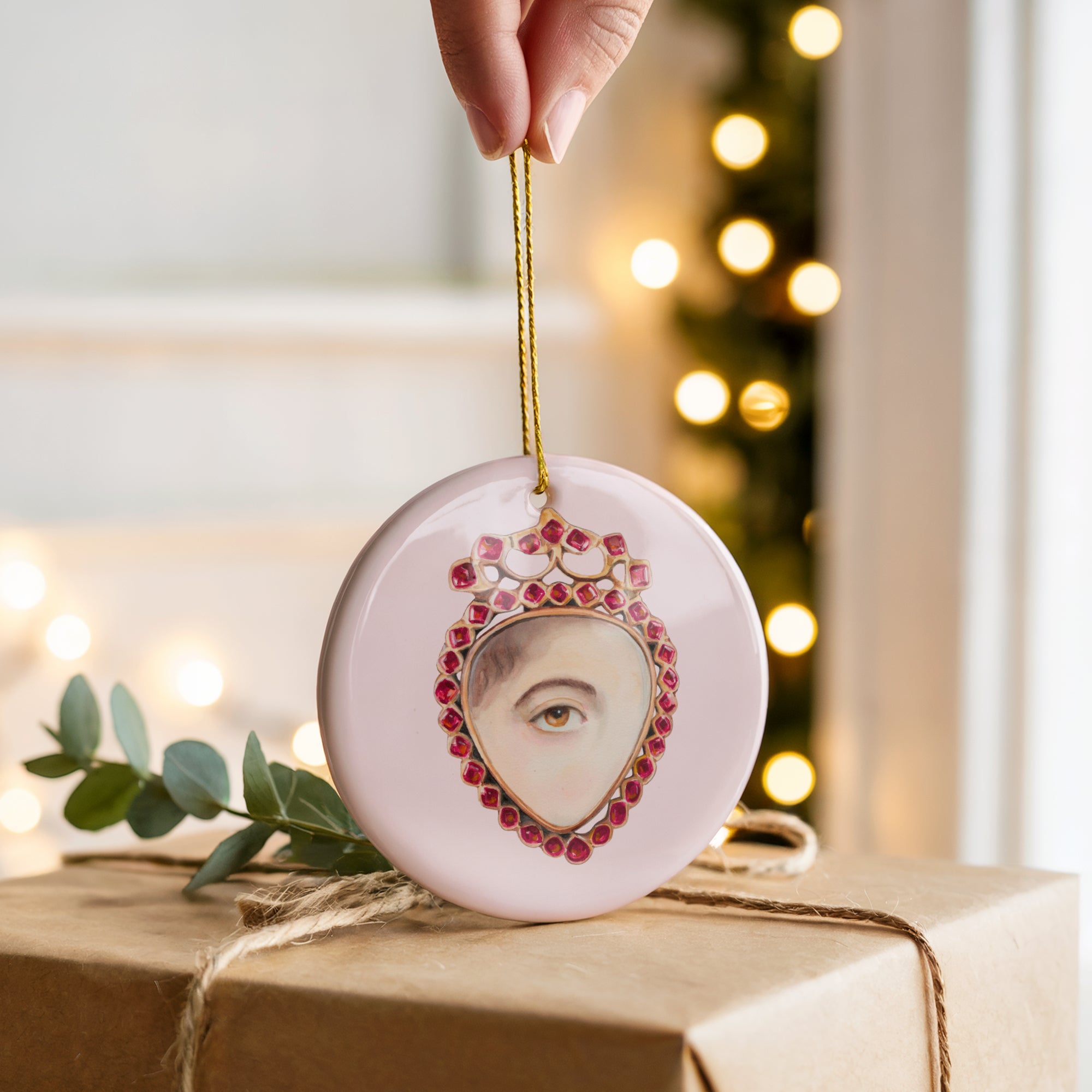 No. 20 Lover's Eye Ceramic Christmas Ornament - Pale Pink