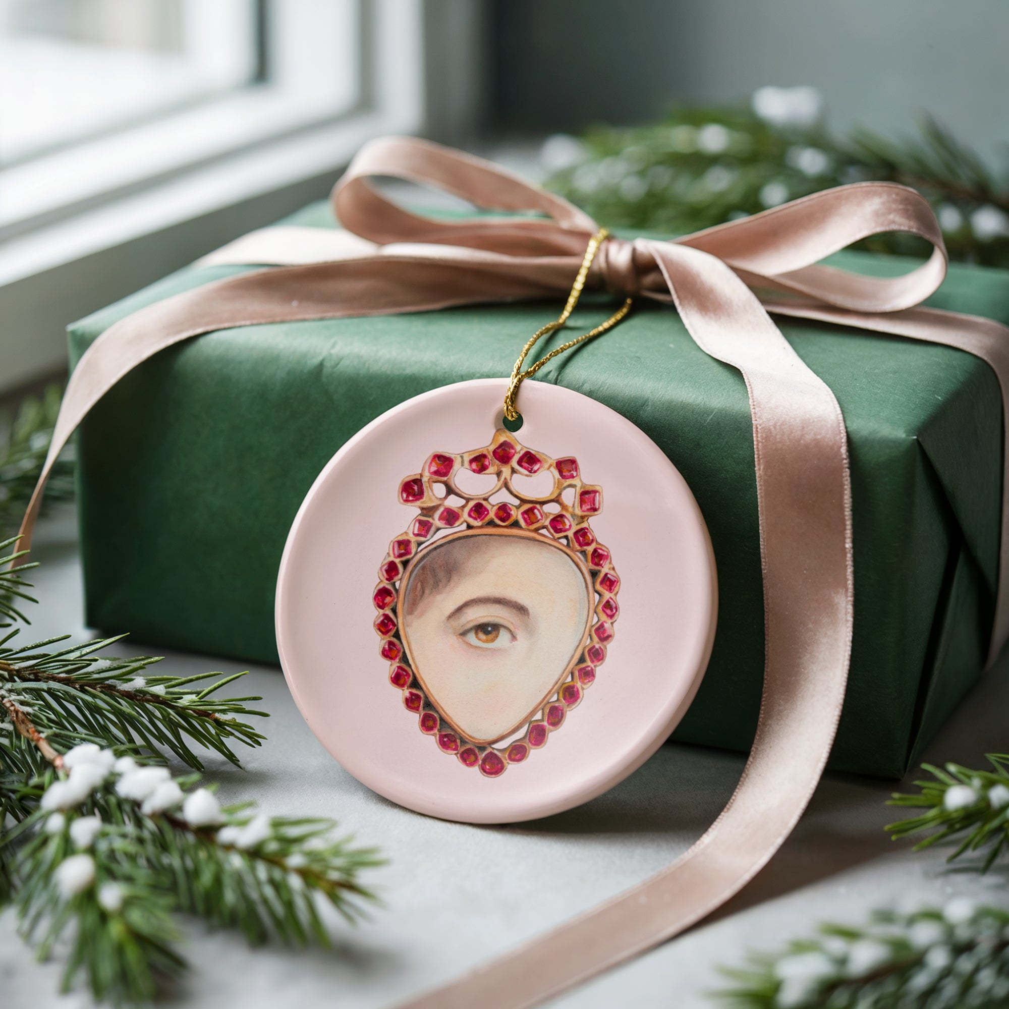 No. 20 Lover's Eye Ceramic Christmas Ornament - Pale Pink