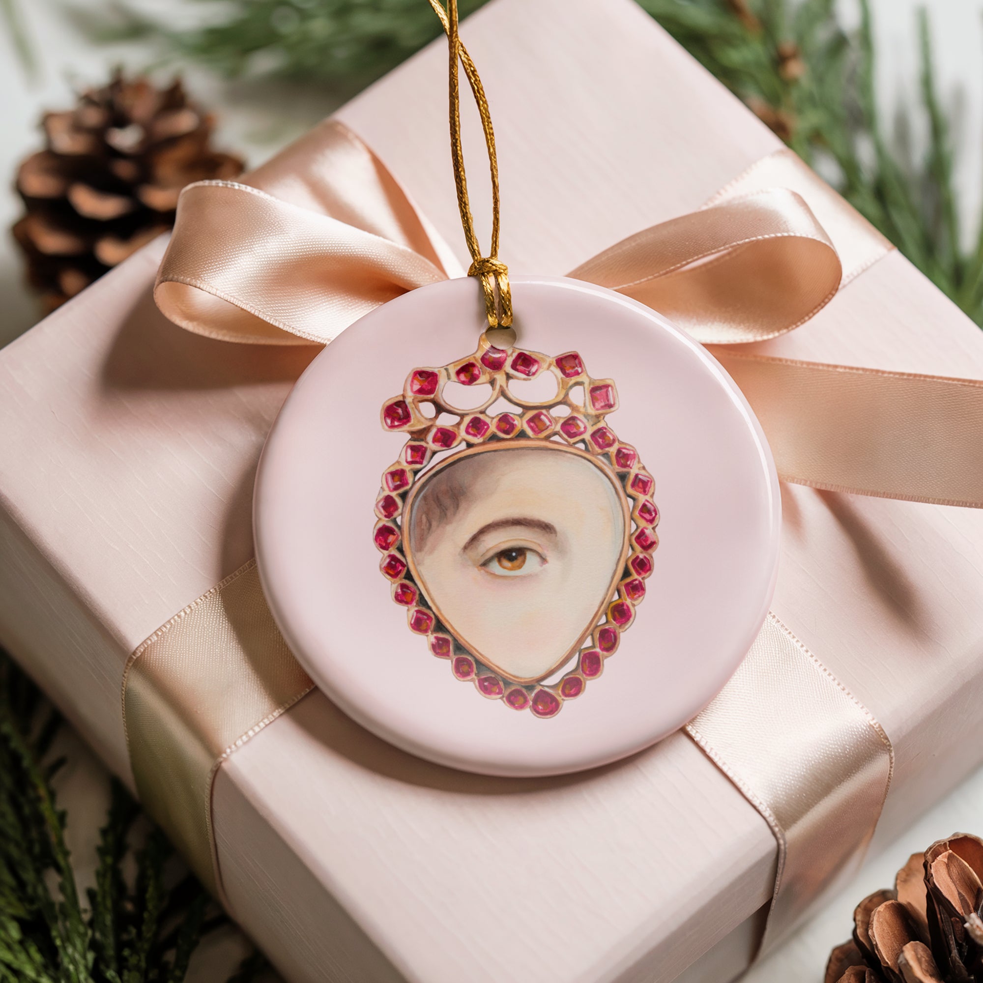 No. 20 Lover's Eye Ceramic Christmas Ornament - Pale Pink