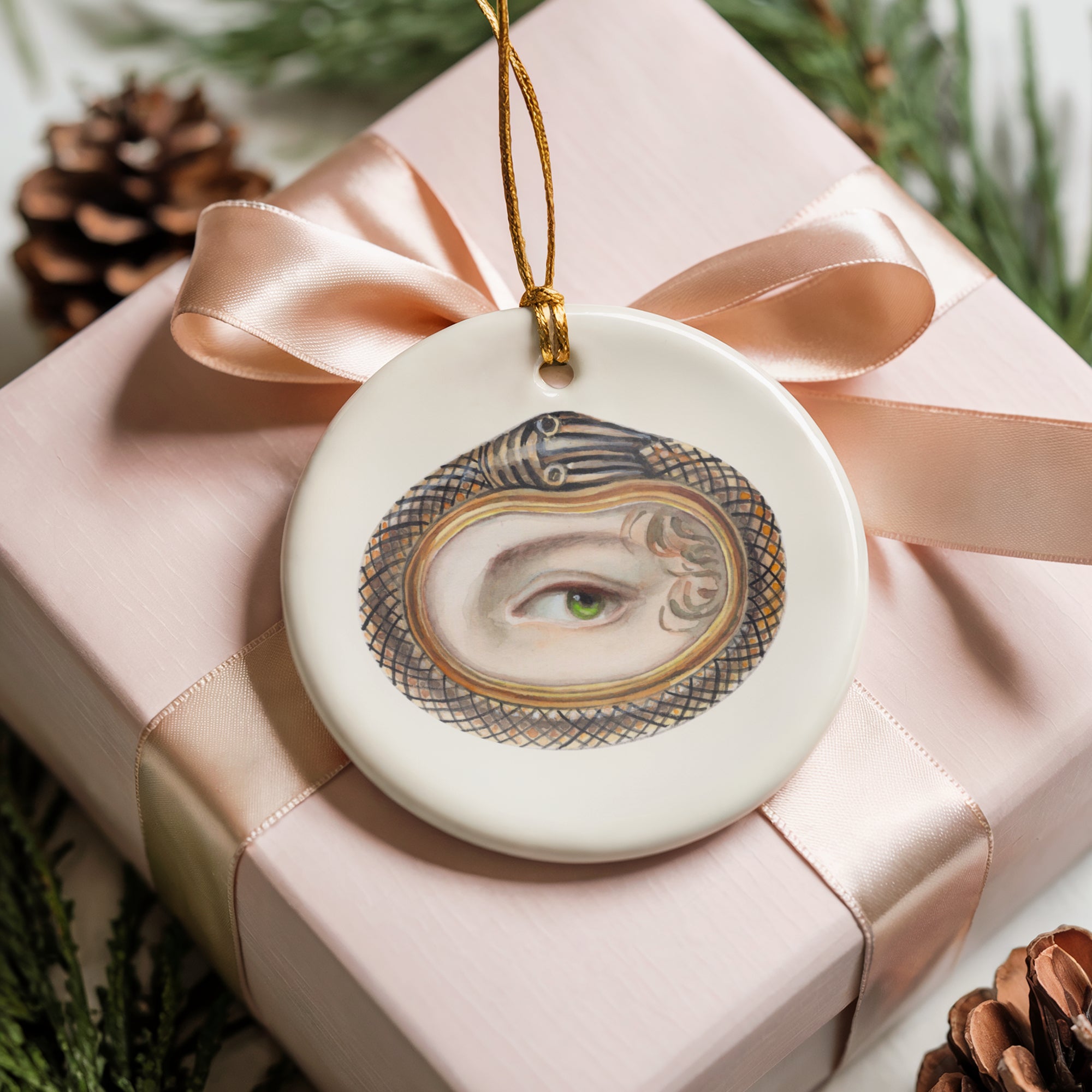No. 11 Lover's Eye Ceramic Christmas Ornament - Cream