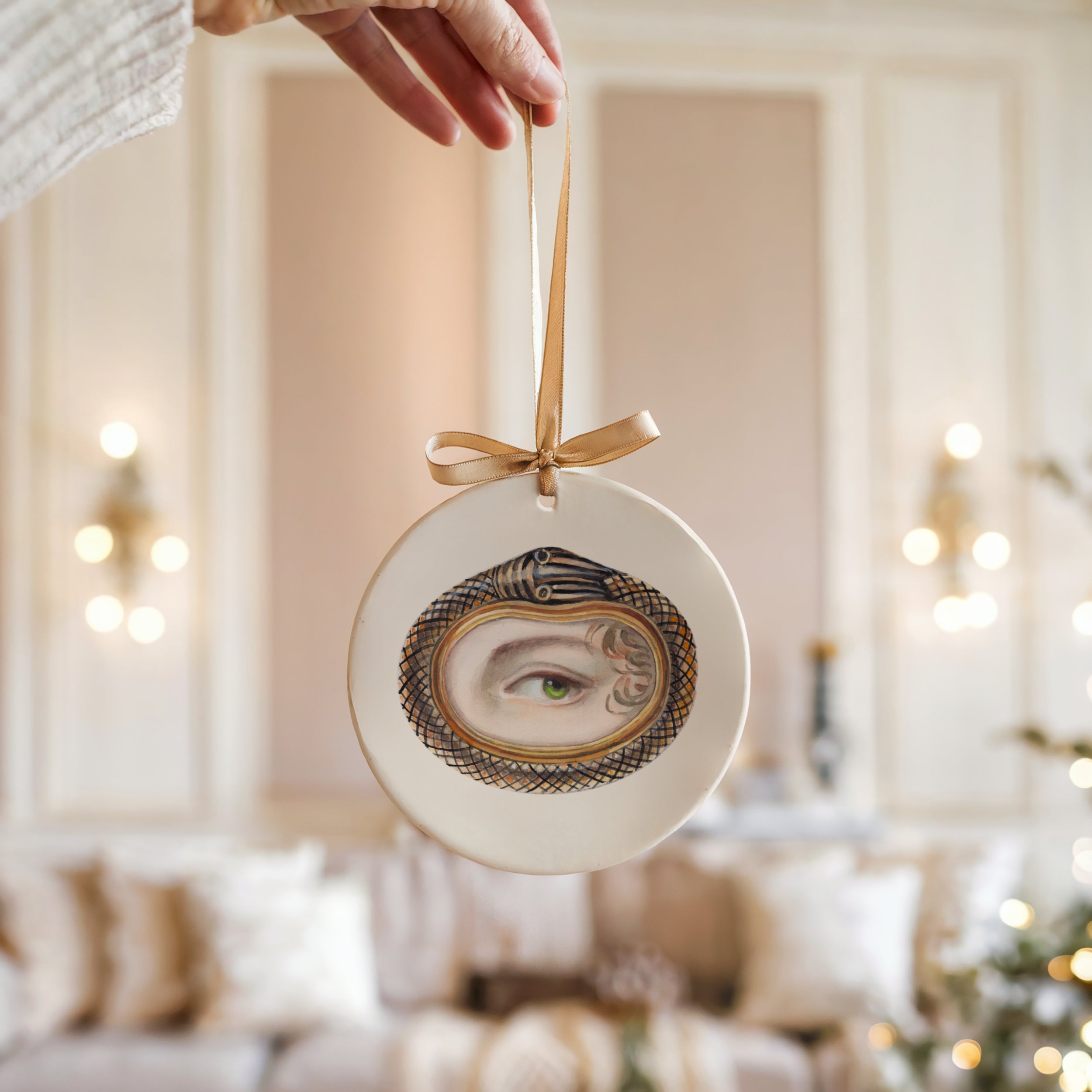 No. 11 Lover's Eye Ceramic Christmas Ornament - Cream