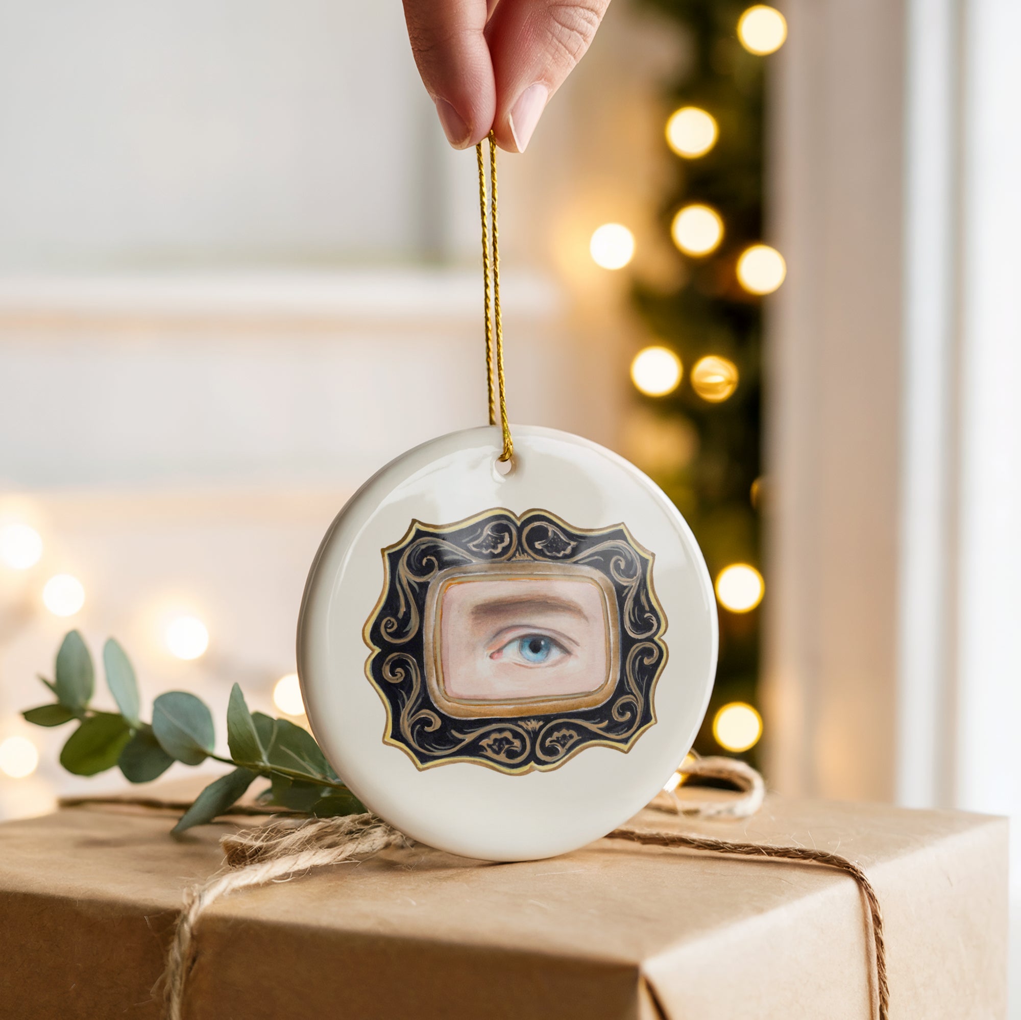 No. 5 Lover's Eye Ceramic Christmas Ornament - Cream