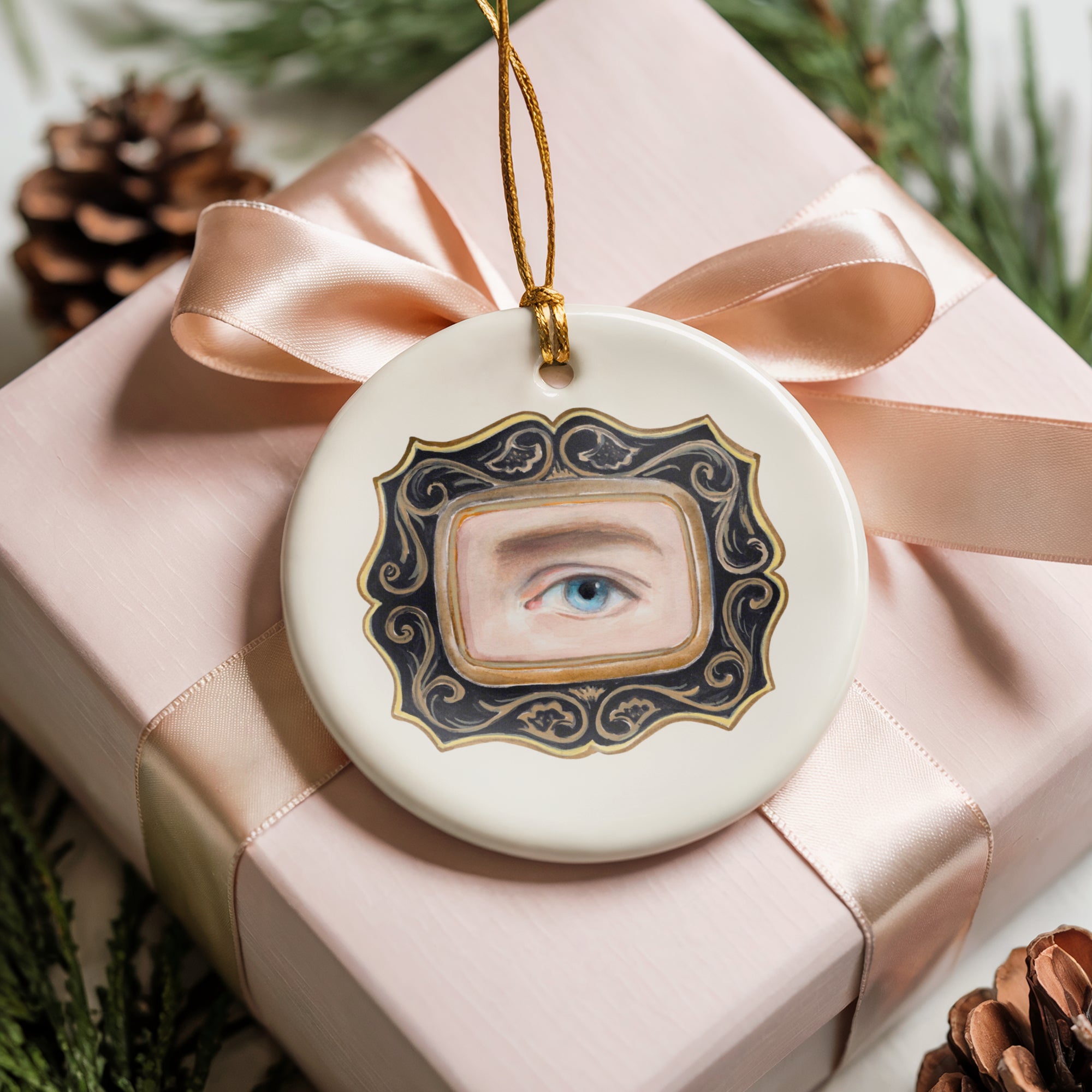No. 5 Lover's Eye Ceramic Christmas Ornament - Cream