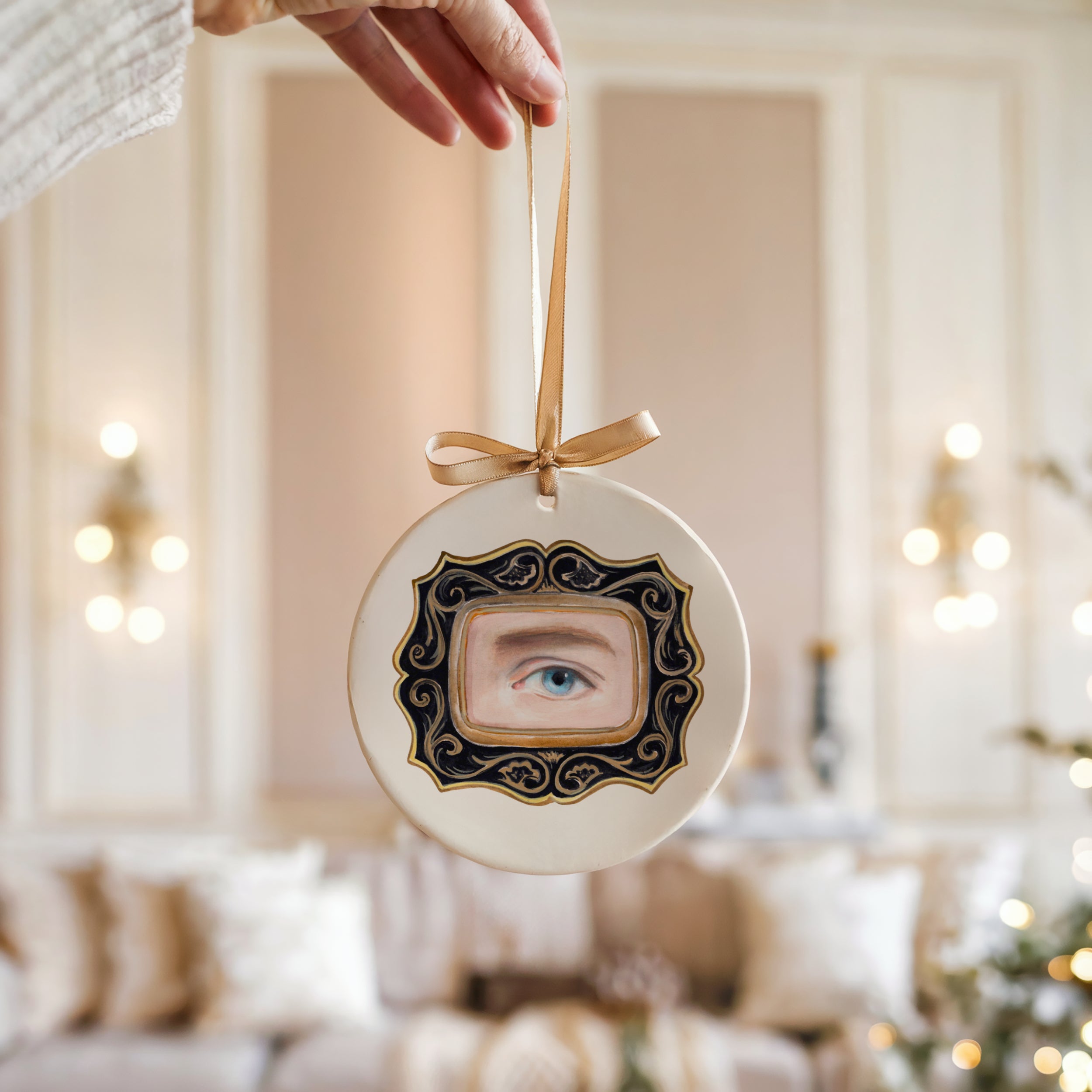 No. 5 Lover's Eye Ceramic Christmas Ornament - Cream