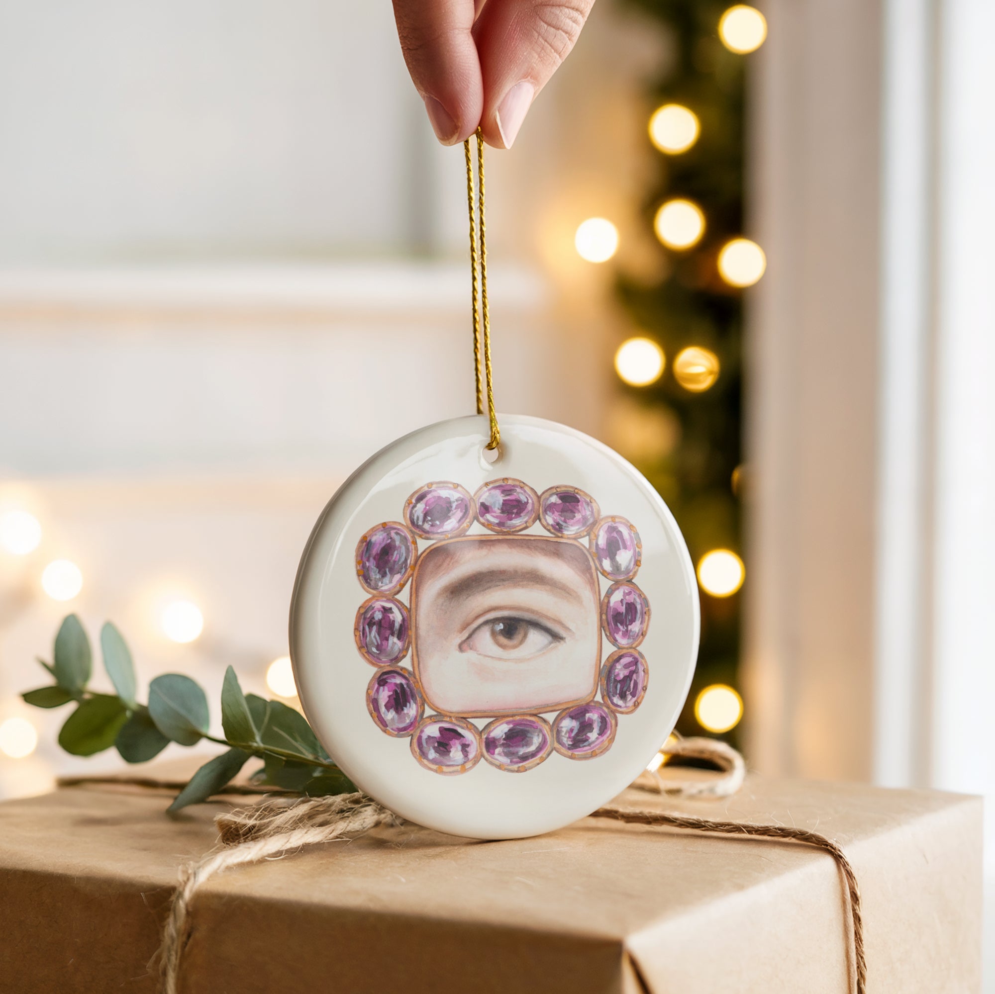No. 2 Lover's Eye Ceramic Christmas Ornament - Cream