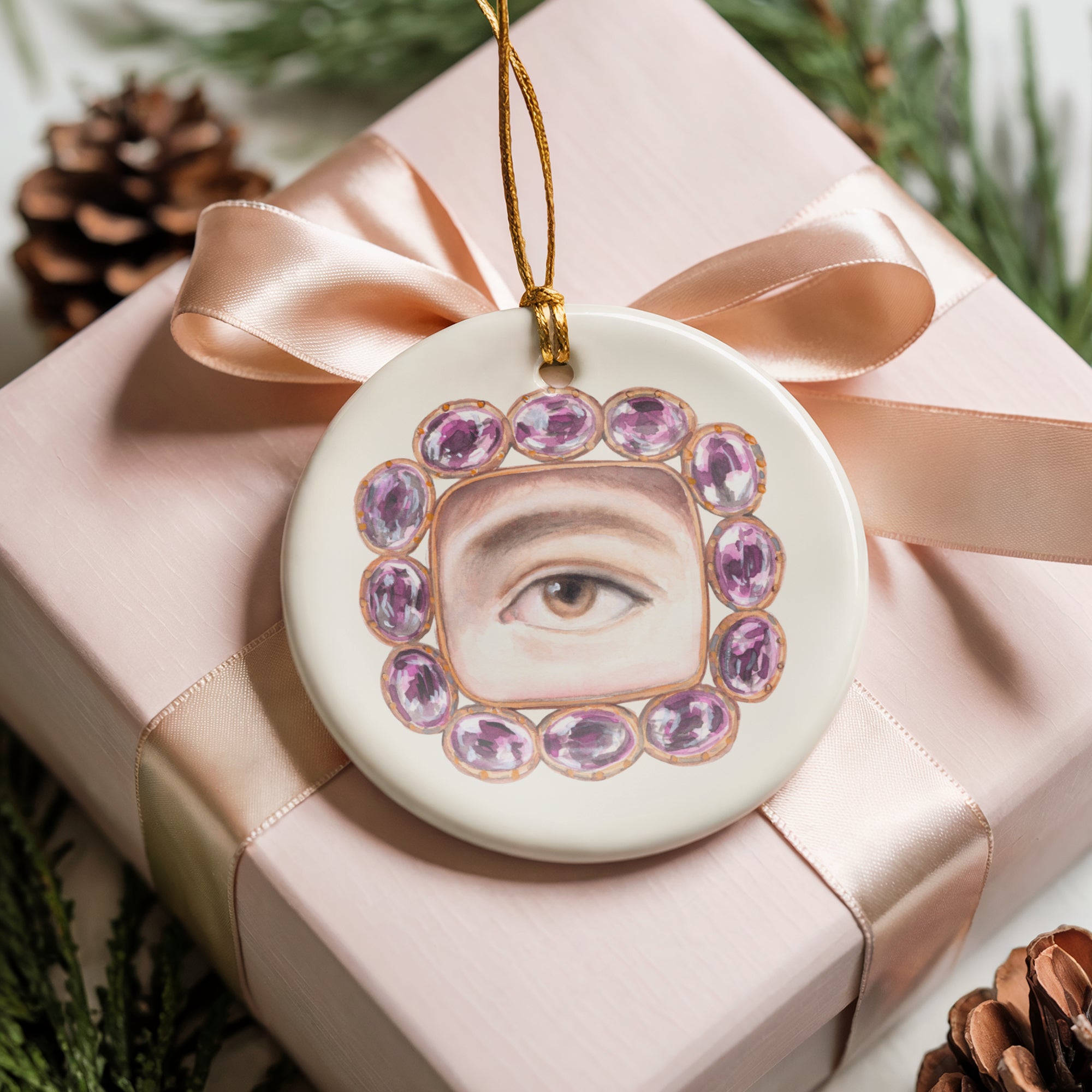 No. 2 Lover's Eye Ceramic Christmas Ornament - Cream