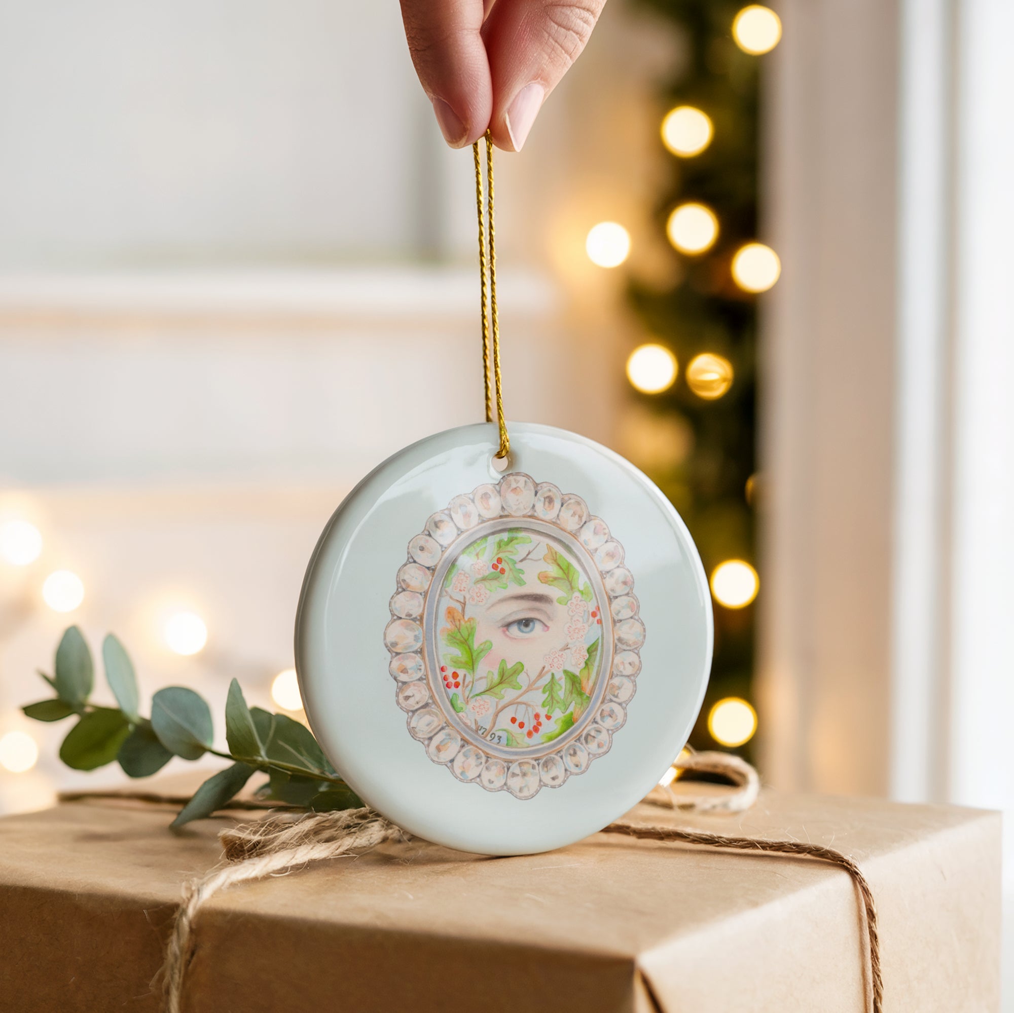 No. 22 Lover's Eye Ceramic Christmas Ornament - Pale Blue