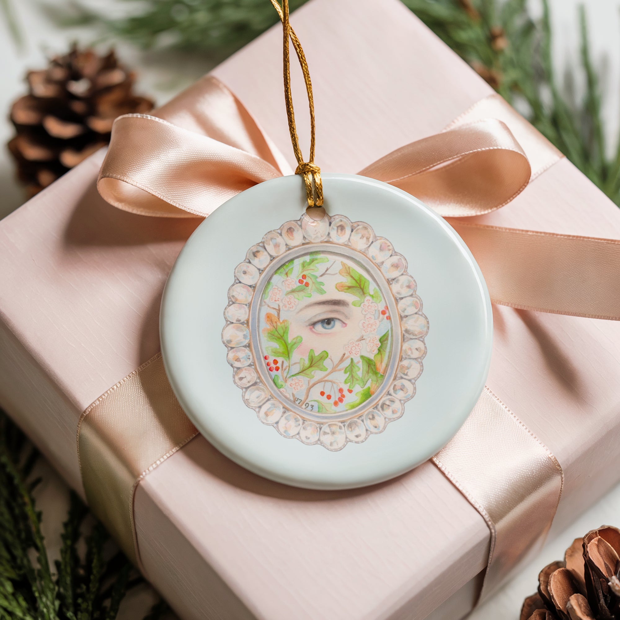 No. 22 Lover's Eye Ceramic Christmas Ornament - Pale Blue