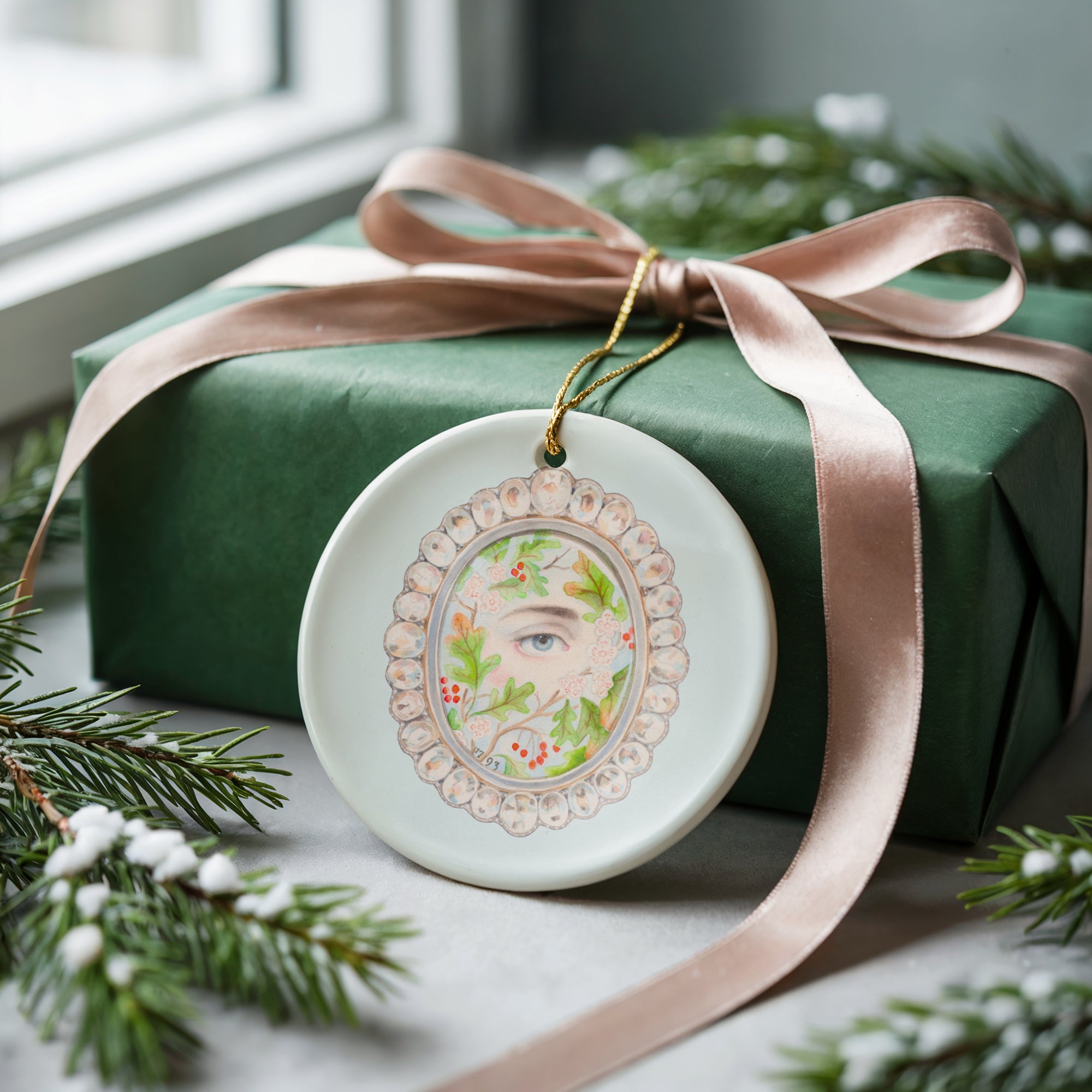 No. 22 Lover's Eye Ceramic Christmas Ornament - Pale Blue