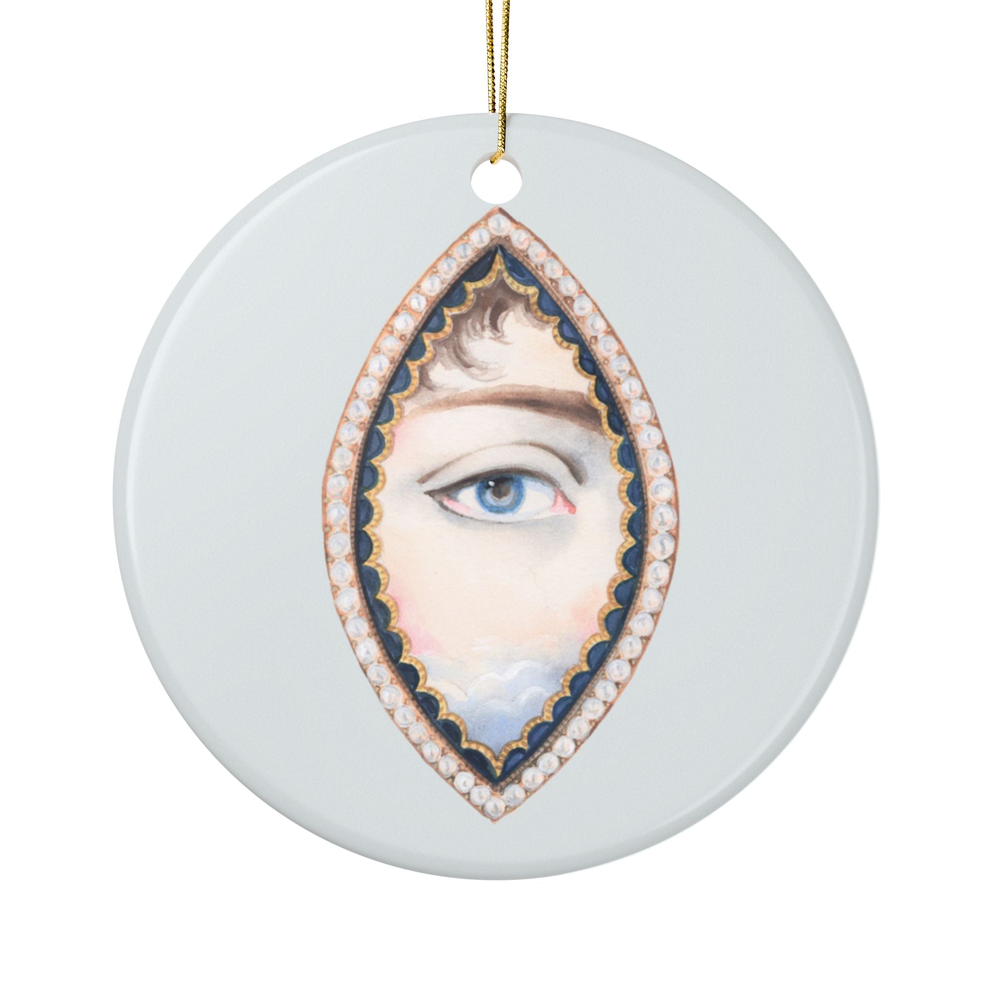 No. 15 Lover's Eye Ceramic Christmas Ornament - Pale Blue