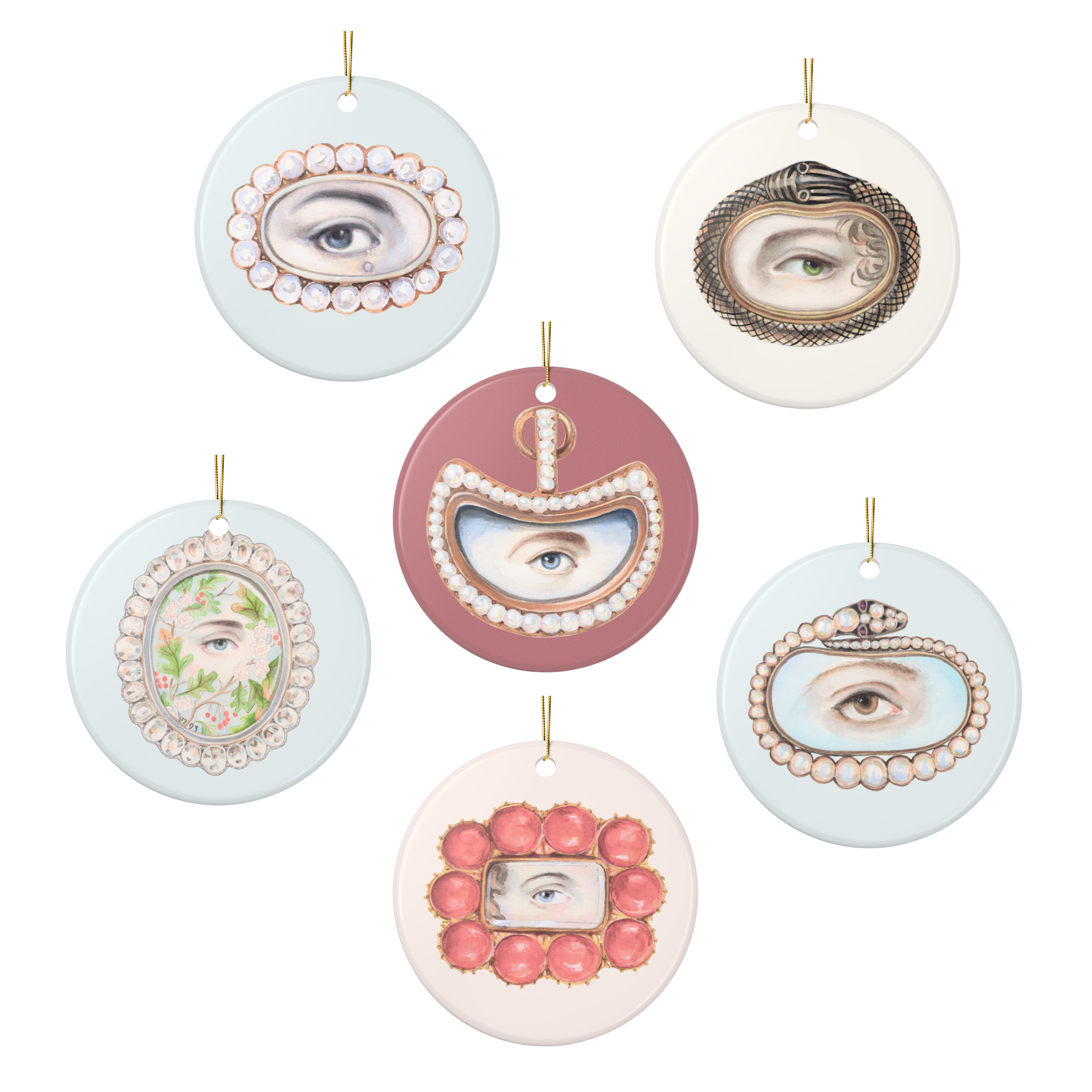 Collection No. Two - 6 Lover's Eye Ceramic Christmas Ornaments