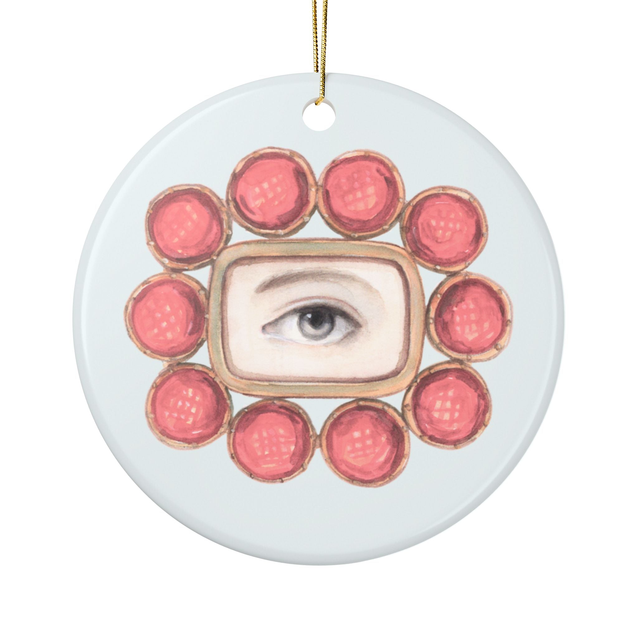 No. 3 Lover's Eye Ceramic Christmas Ornament - Pale Blue