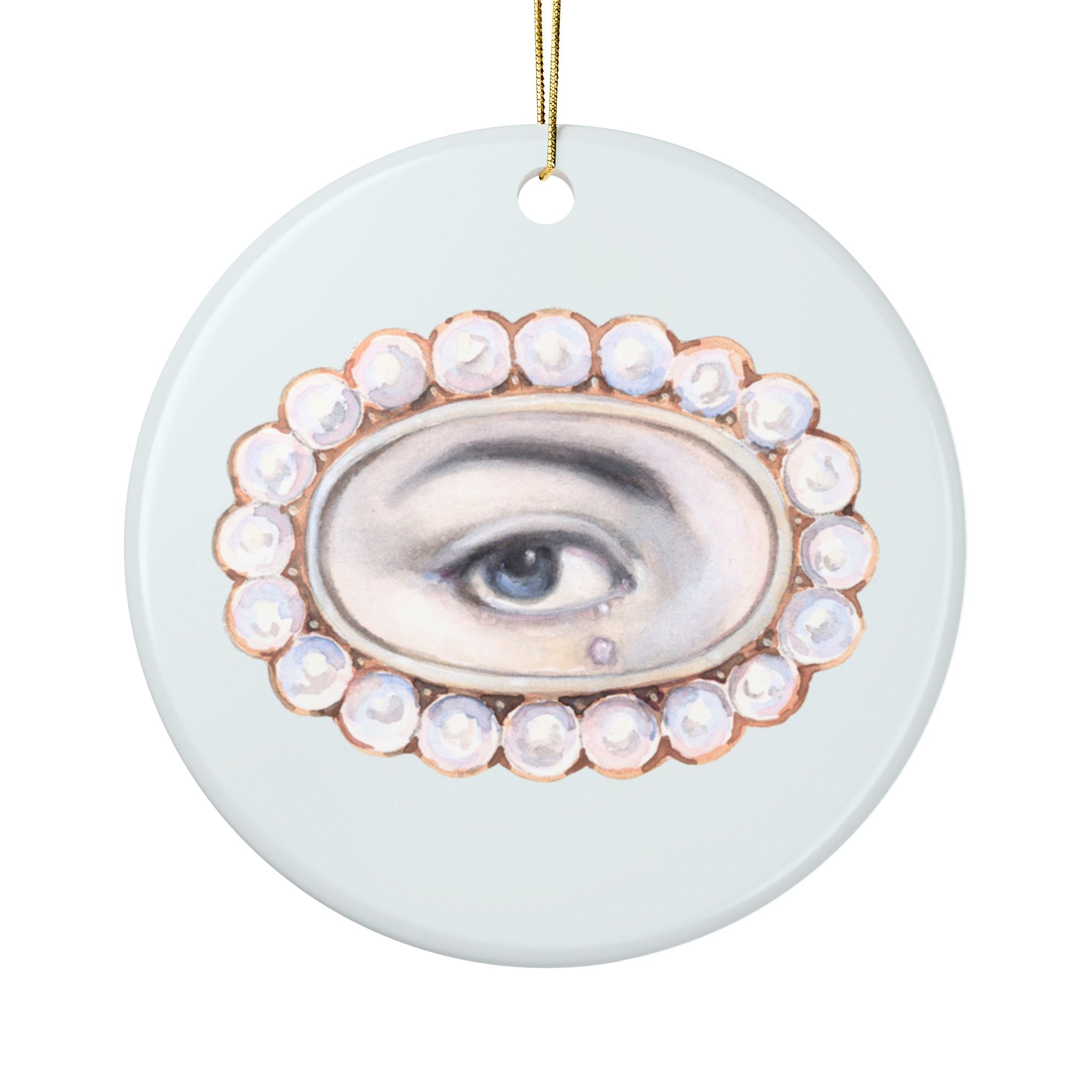 No. 6 Lover's Eye Ceramic Christmas Ornament - Pale Blue