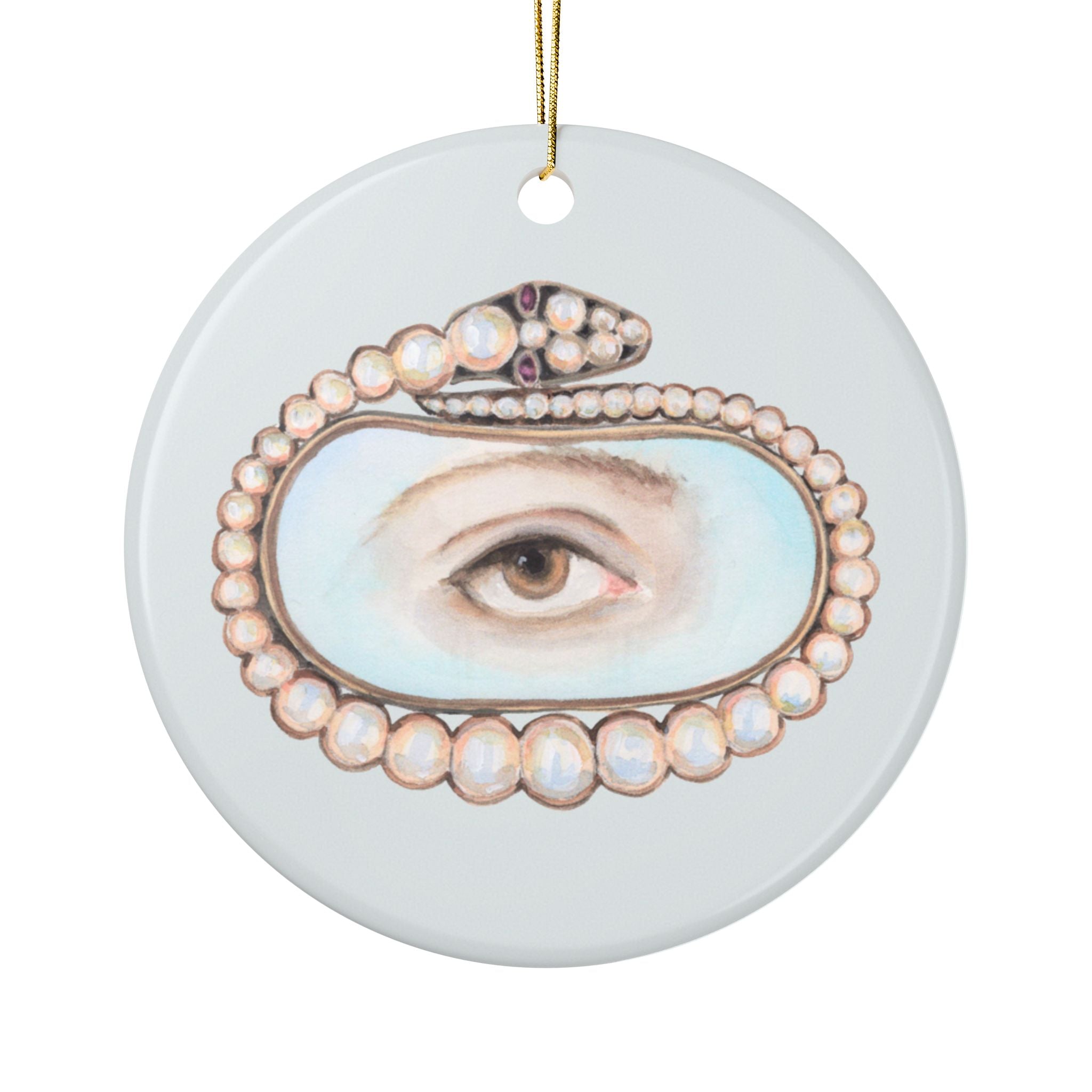 No. 8 Lover's Eye Ceramic Christmas Ornament - Pale Blue