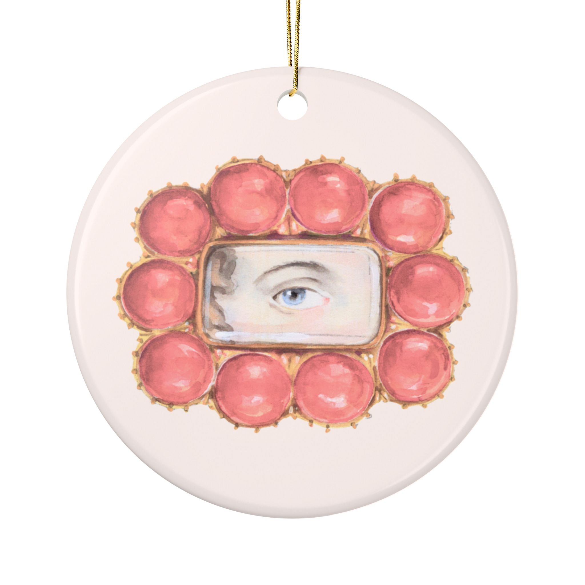 No. 16 Lover's Eye Ceramic Christmas Ornament - Pale Pink