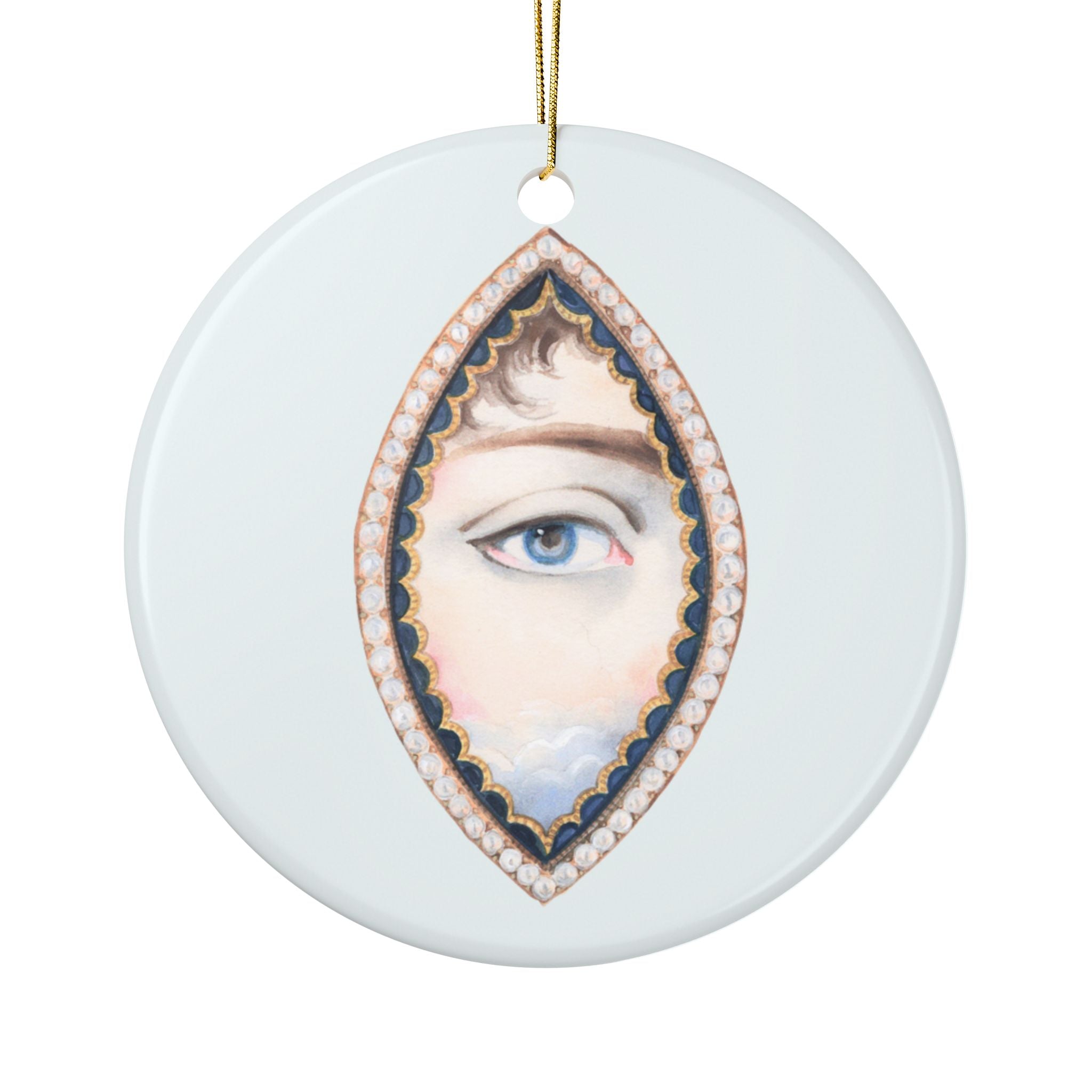 No. 15 Lover's Eye Ceramic Christmas Ornament - Pale Blue
